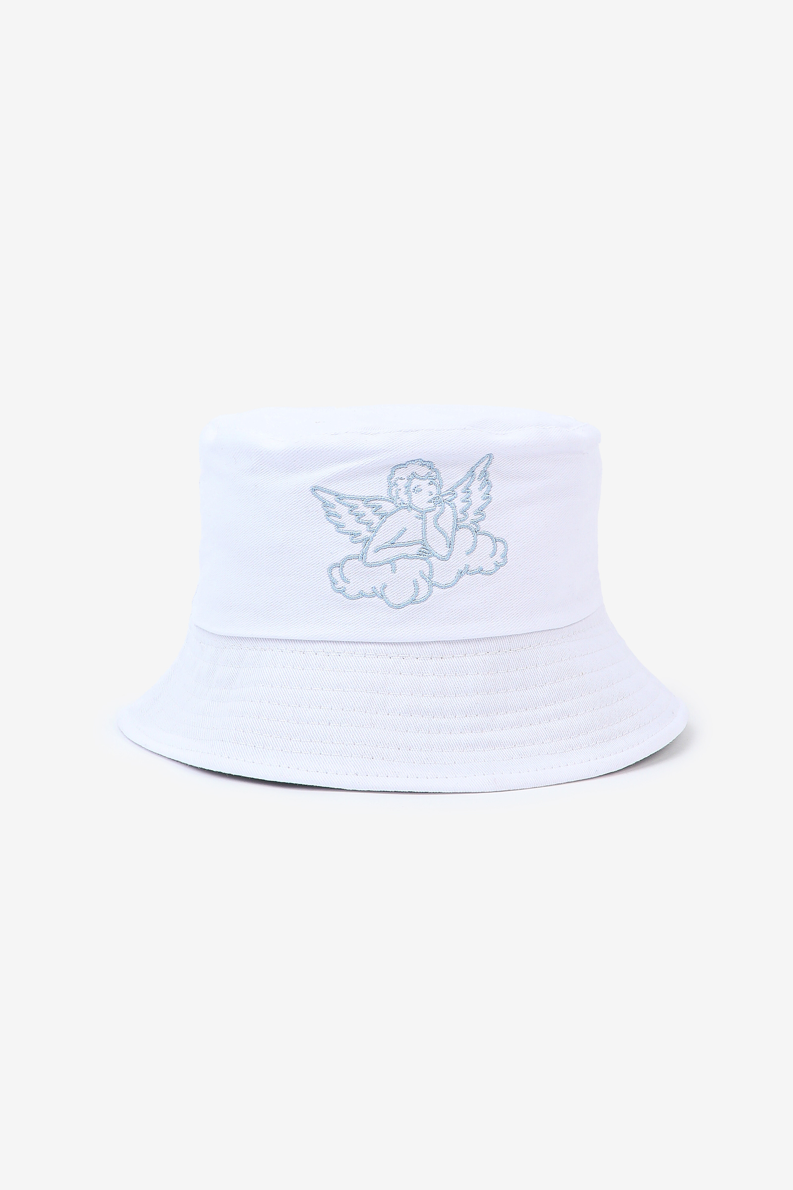 Ardene Angel Embroidered Bucket Hat in White | 100% Cotton