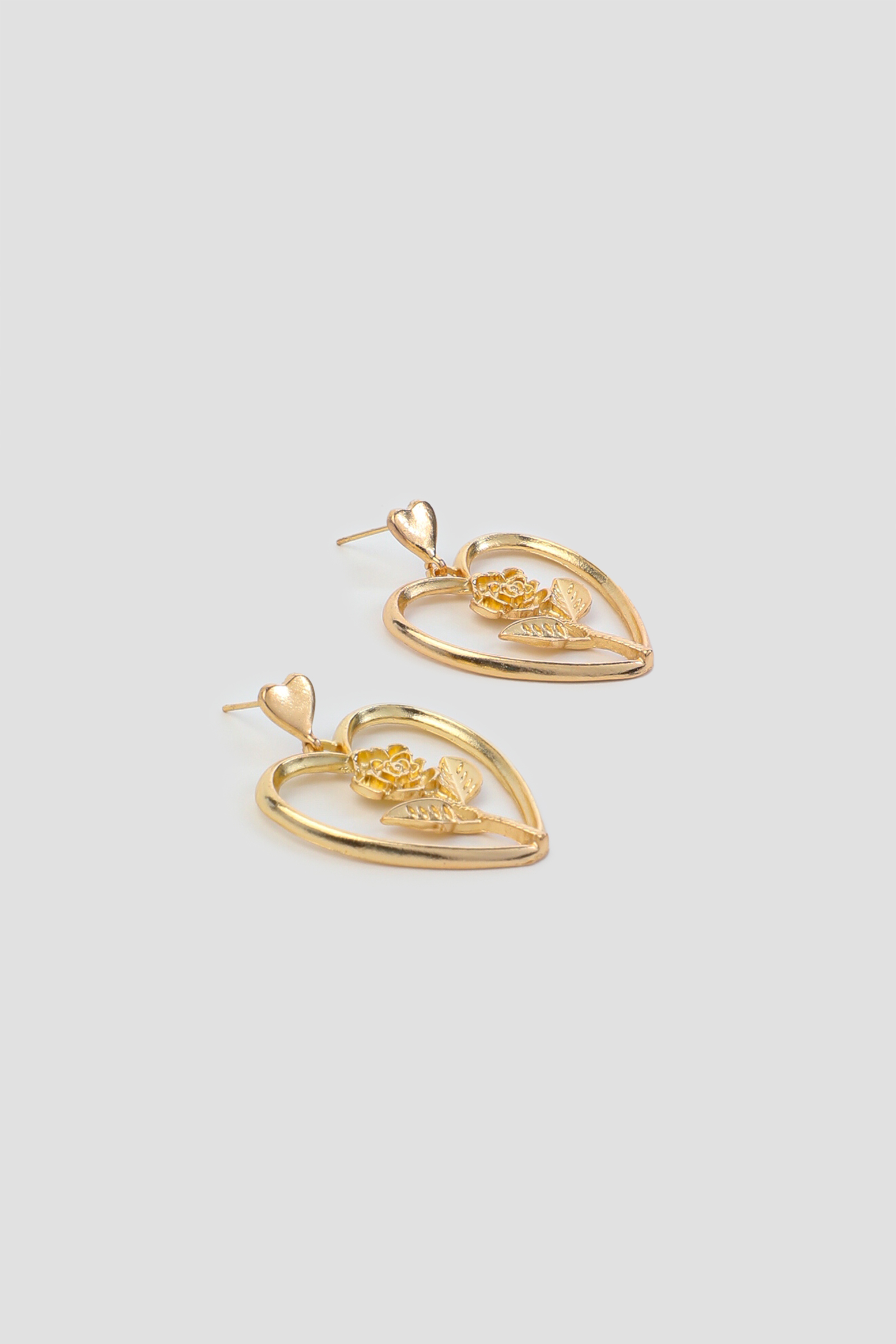 Ardene Heart Earrings with Rose Insert in Gold | Stainless Steel
