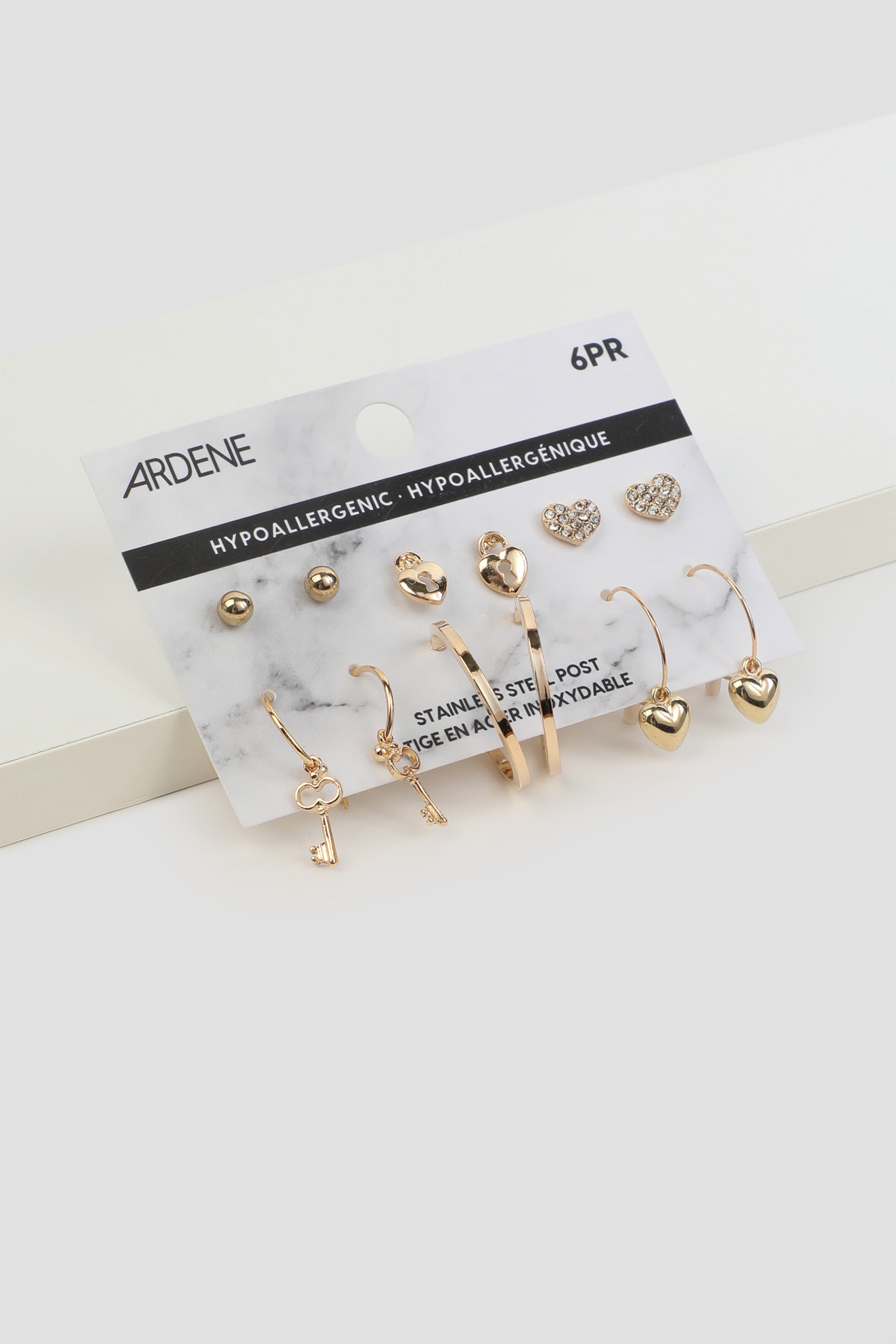 Ardene 6-Pack Assorted Gold Toned Earrings | Stainless Steel