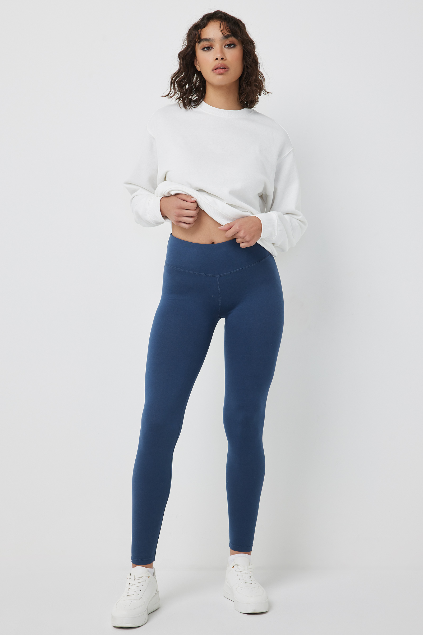 Ardene Super Soft Wide Waistband Leggings in Dark Blue | Size | Polyester/Spandex