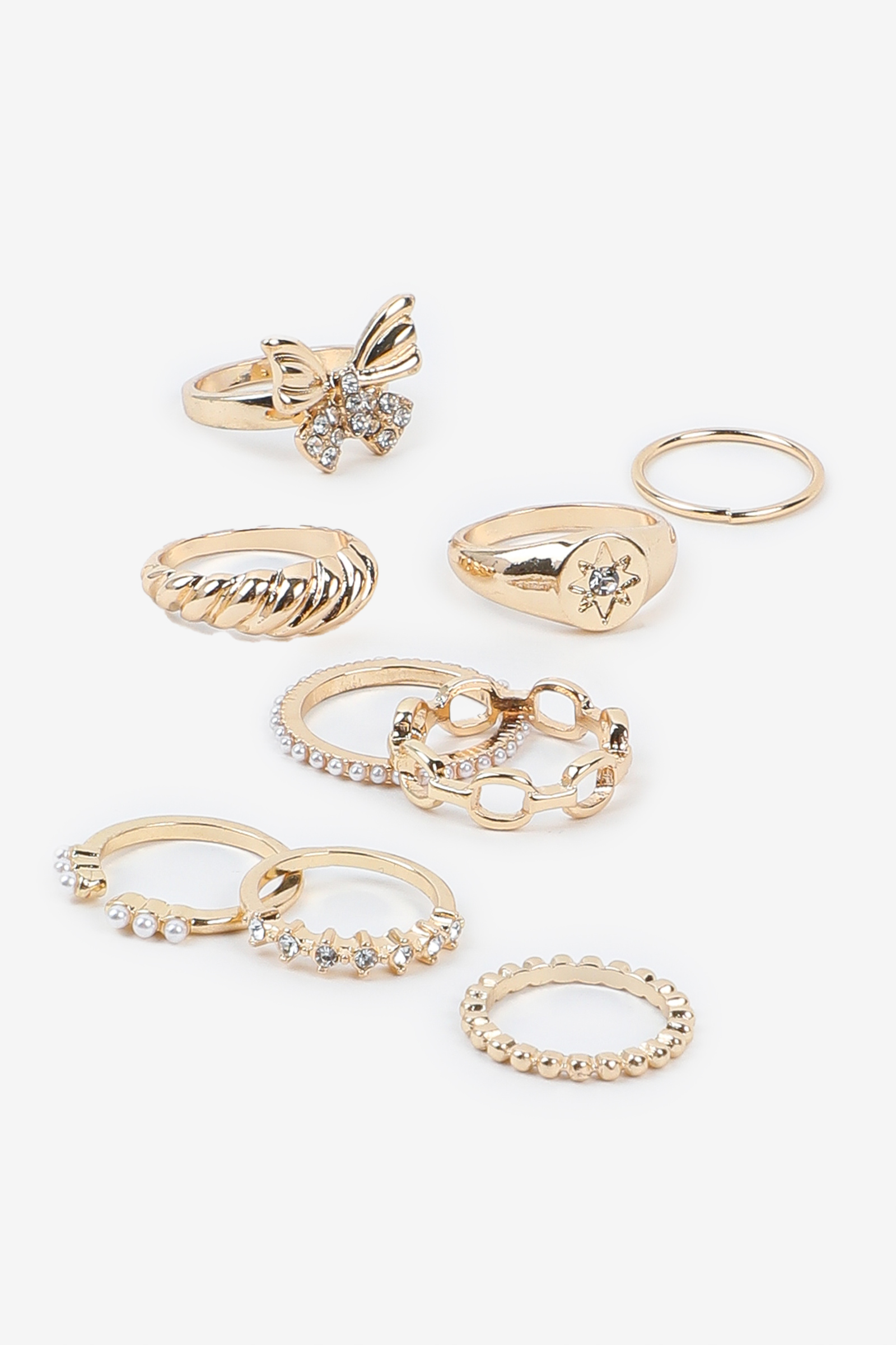 Ardene 9-Pack Assorted Gold-Tone Rings | Size
