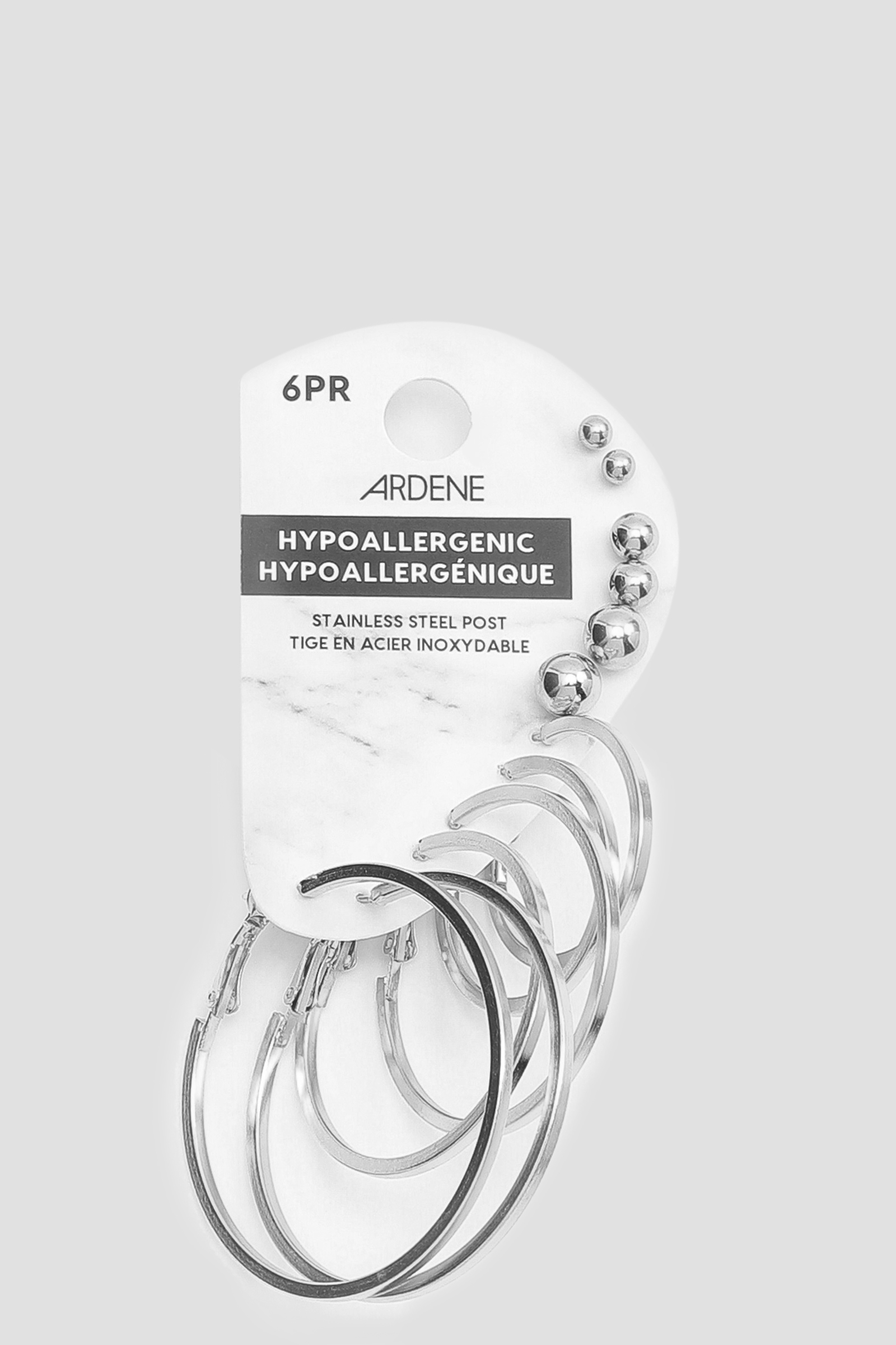 Ardene 6-Pack Hoop and Stud Earrings in Silver | Stainless Steel