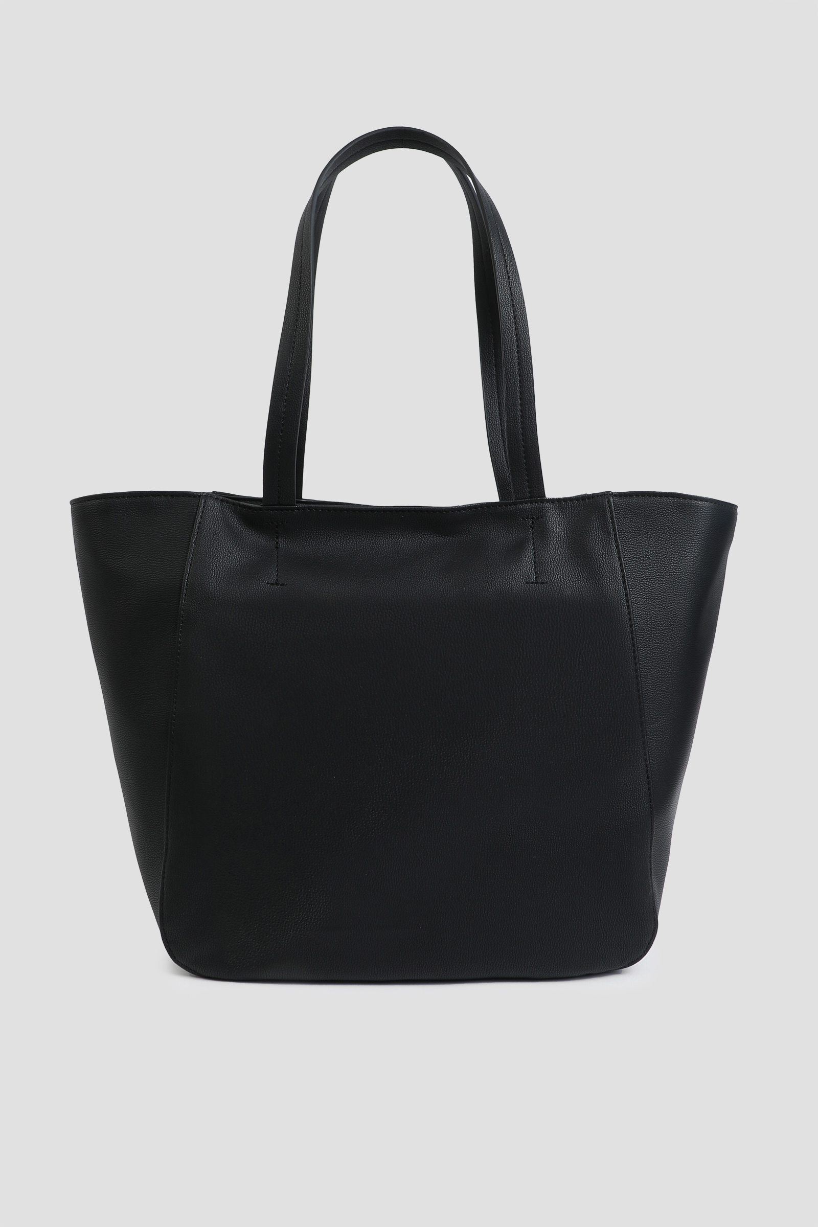 Ardene Large Black Faux Leather Tote Bag | Faux Leather/Polyester