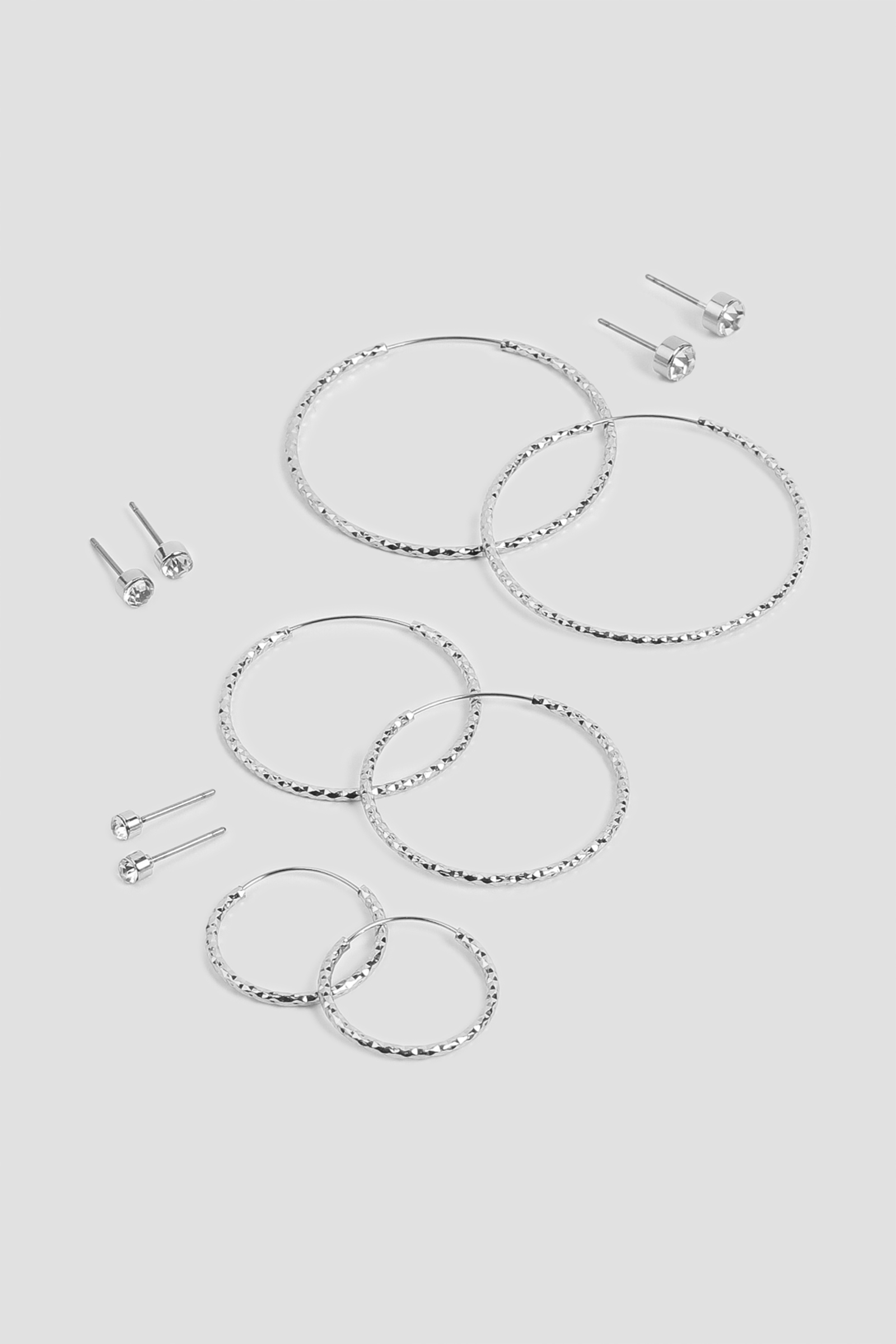 Ardene 6-Pack of Hoop and Embellished Stud Earrings in Silver | Stainless Steel