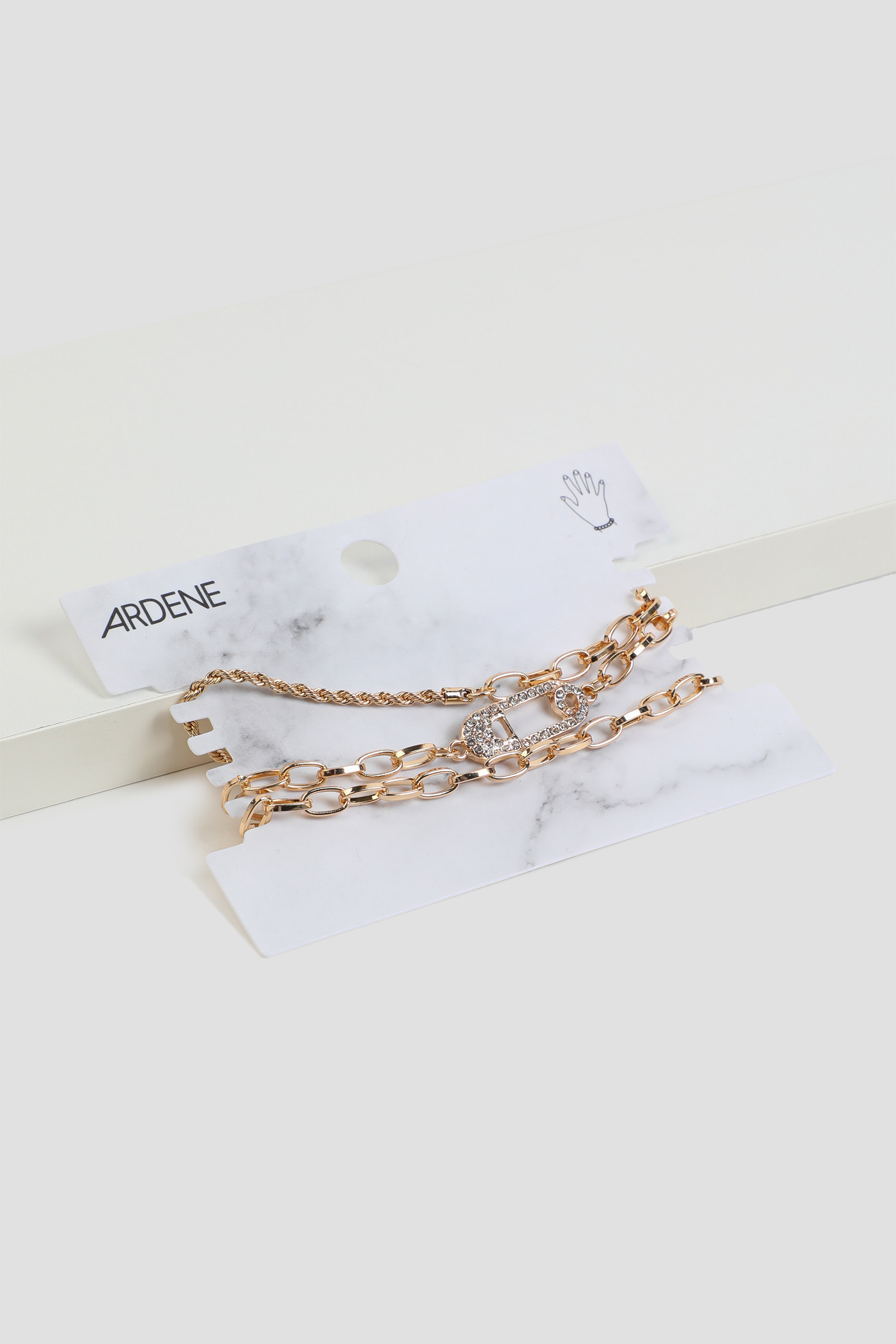 Ardene 3-Pack Bracelets with Safety Pin in Gold