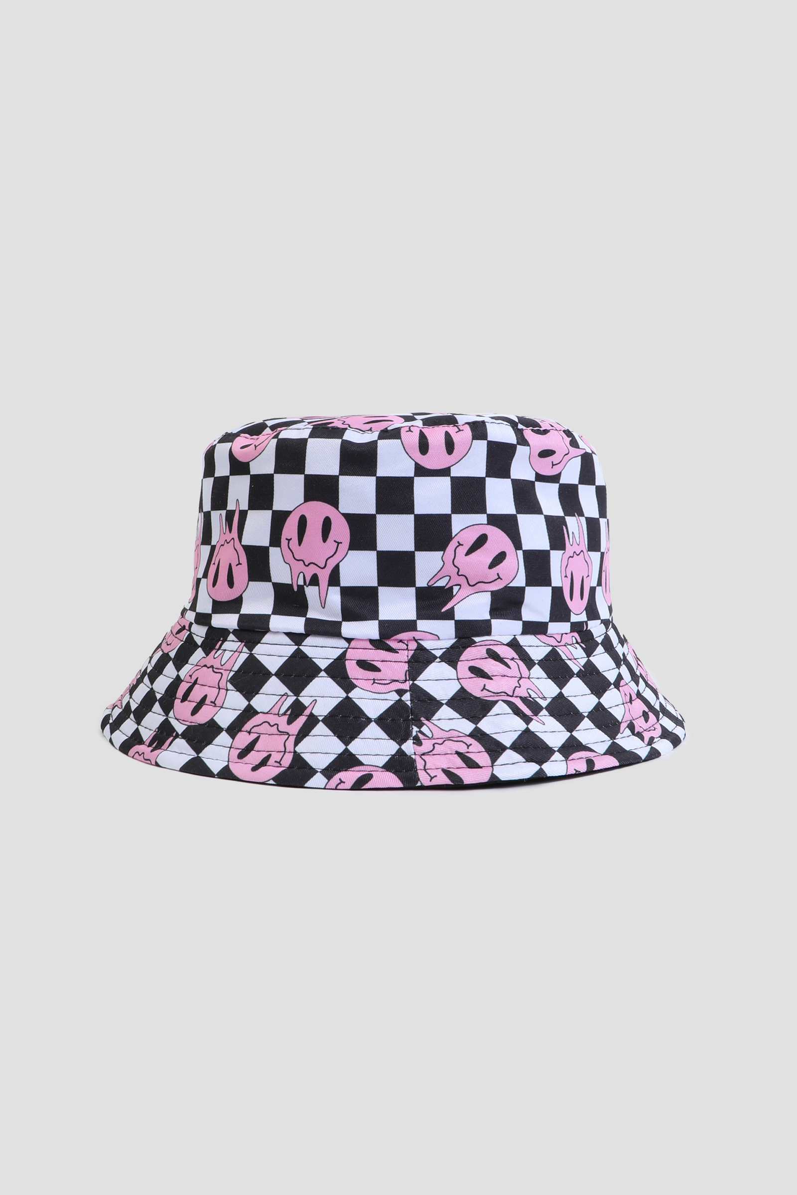 Ardene Checkerboard & Smiley Face Bucket Hat