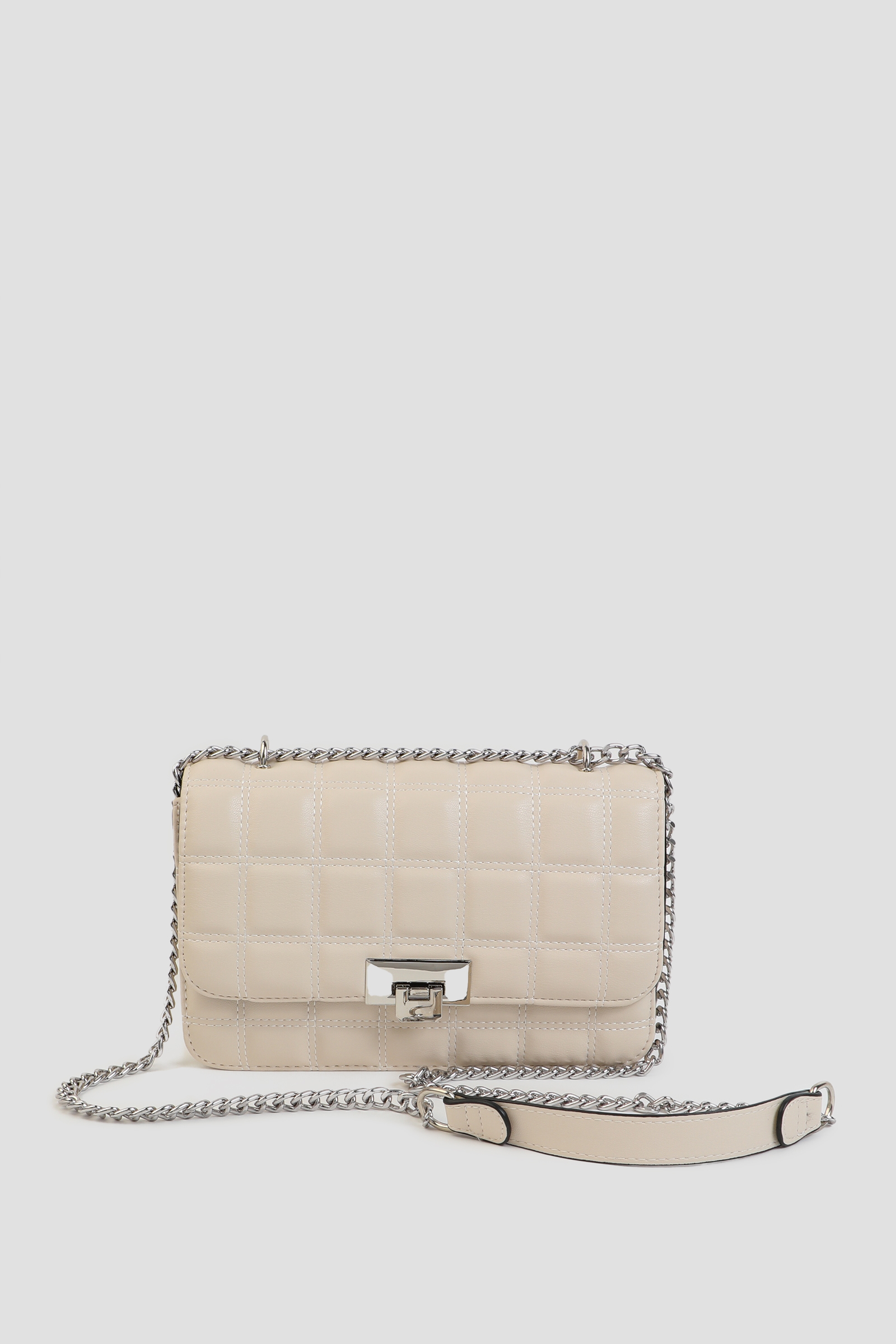 Ardene Quilted Crossbody Bag in Beige | Faux Leather/Polyester