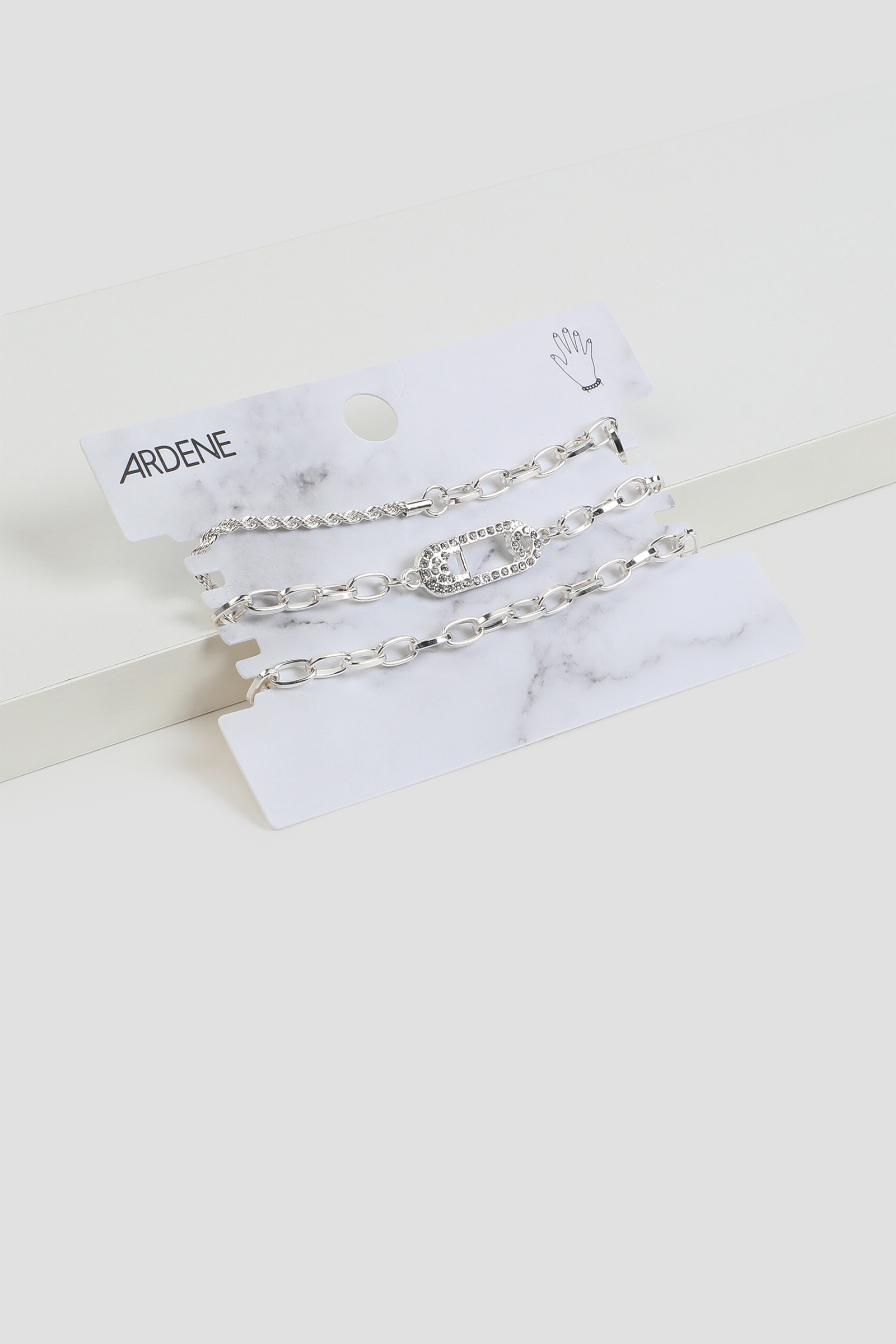 Ardene 3-Pack Bracelets with Safety Pin in Silver