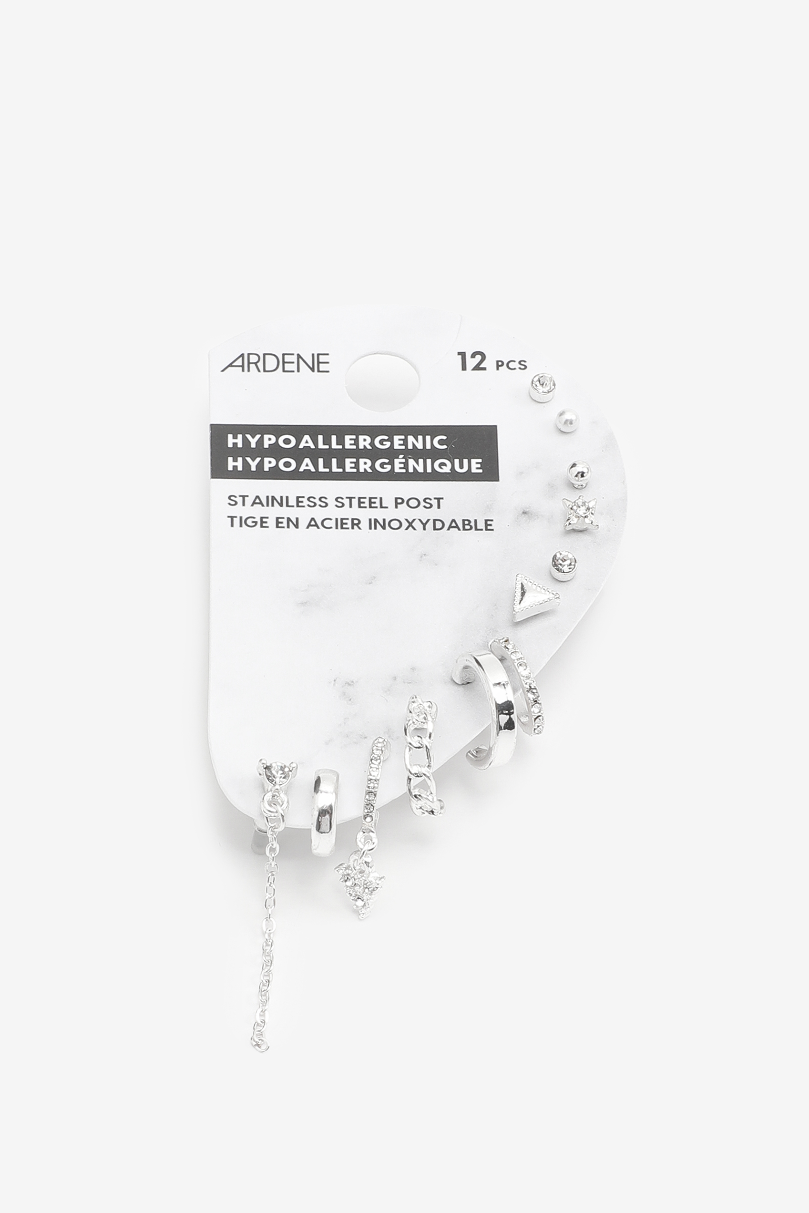 Ardene Pack of Silver-Tone Mix Earrings | Stainless Steel