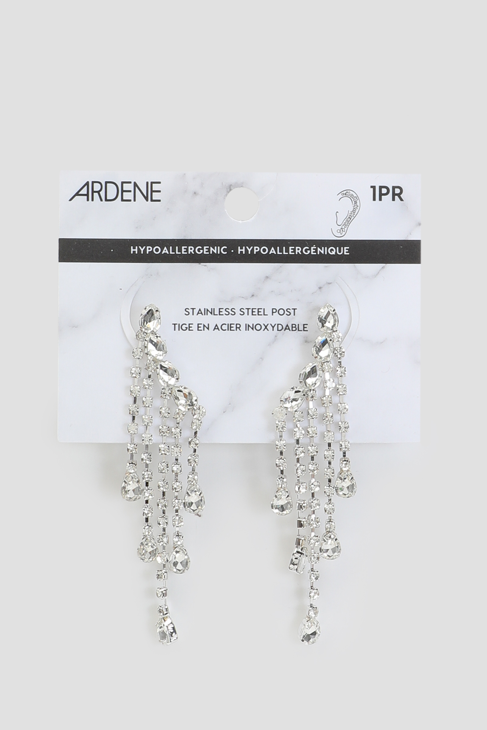 Ardene Gemstone Strand Drop Earrings in Silver | Stainless Steel