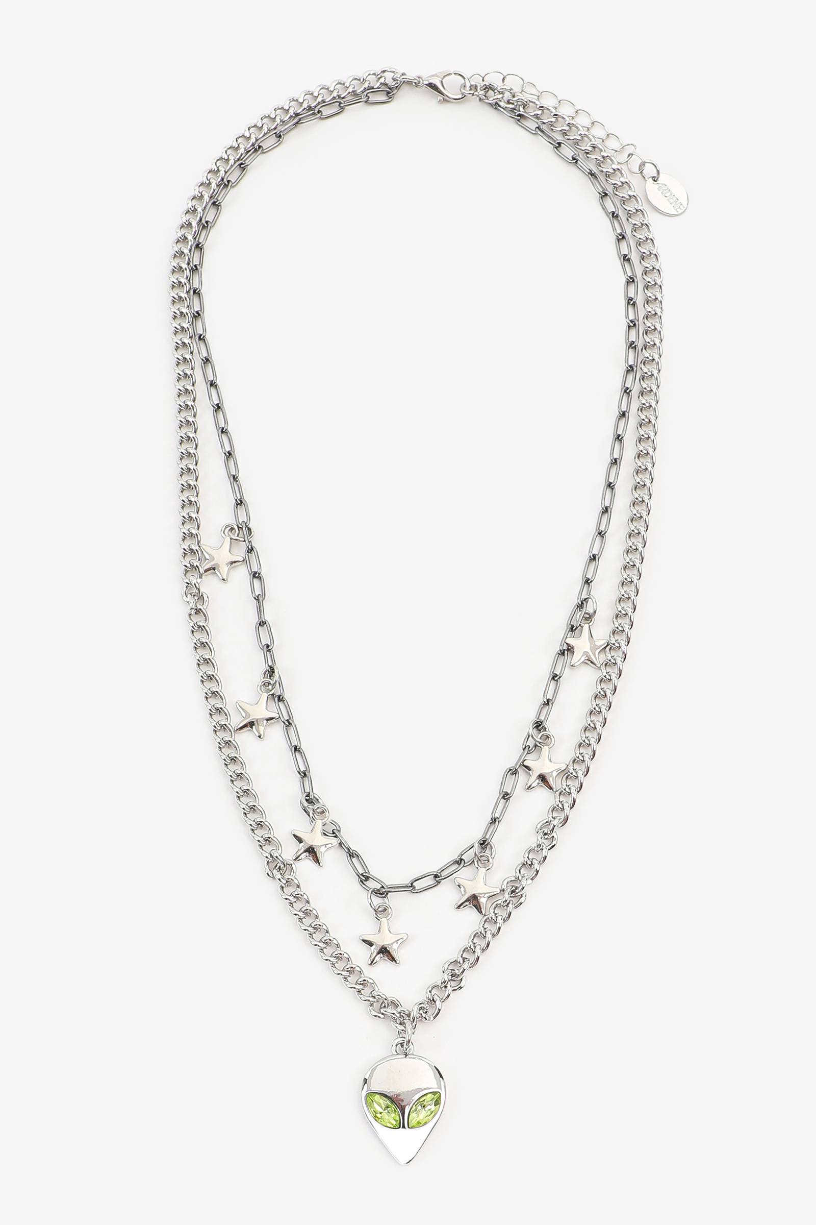 Ardene 2-Row Alien & Star Necklace in Silver