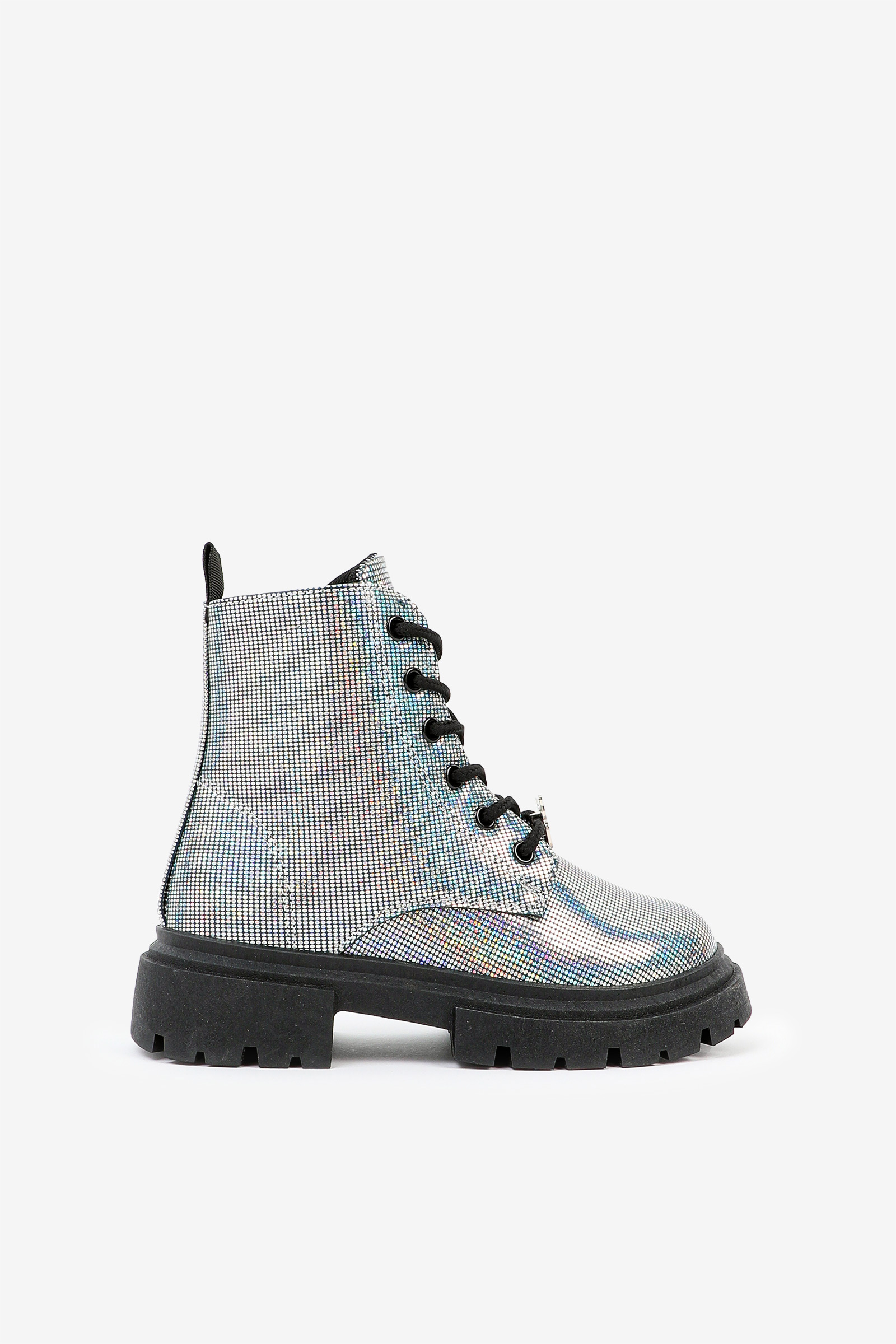 Ardene Iridescent Ankle Boots in Silver | Size | Faux Leather/Rubber