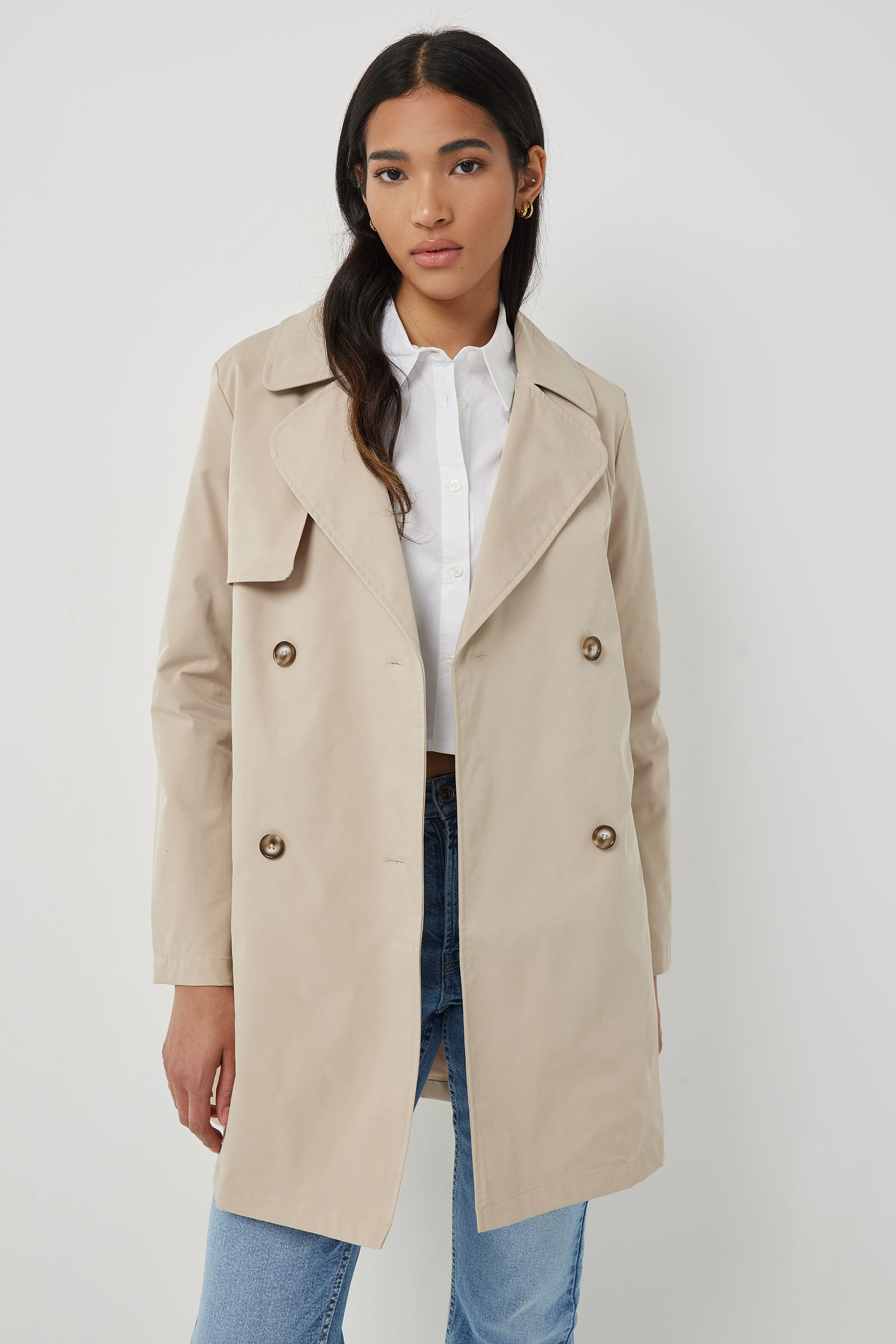 Ardene Classic Beige Trench Coat | Size | Polyester