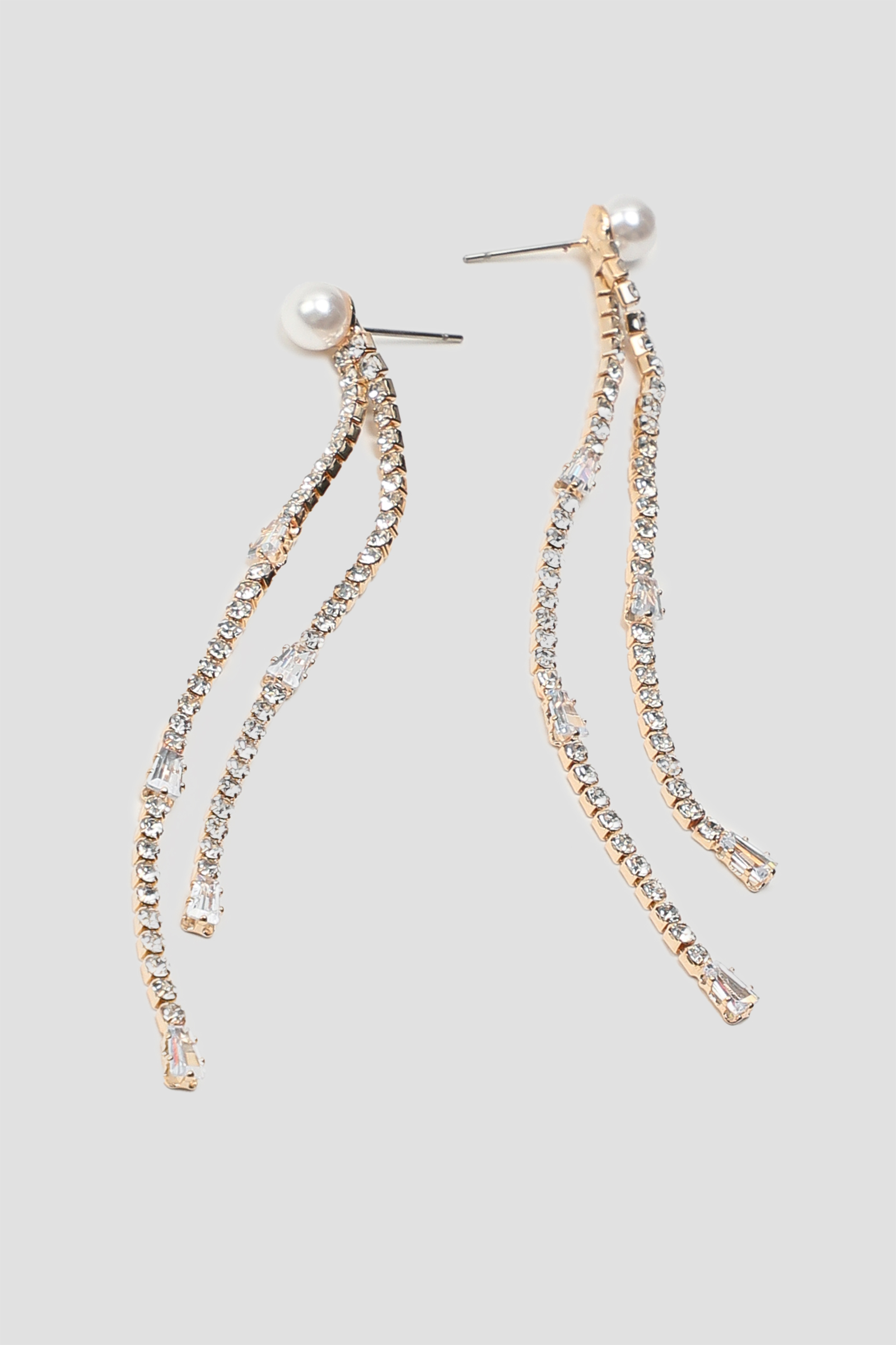 Ardene Stone & Pearl Drop Earrings in Gold | Stainless Steel