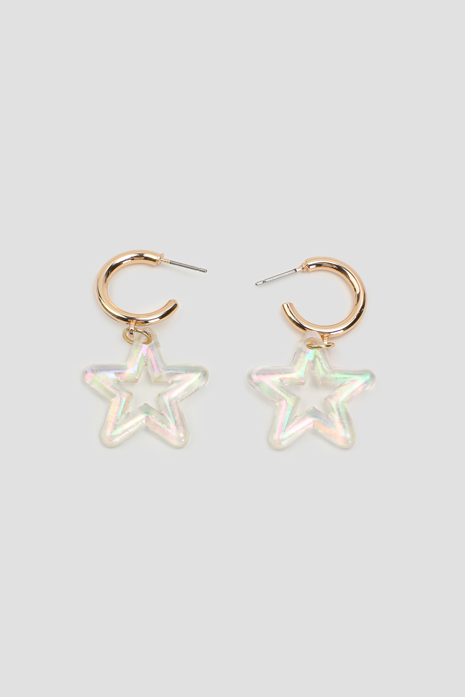 Ardene Iridescent Star Hoop Earrings in Gold | Stainless Steel