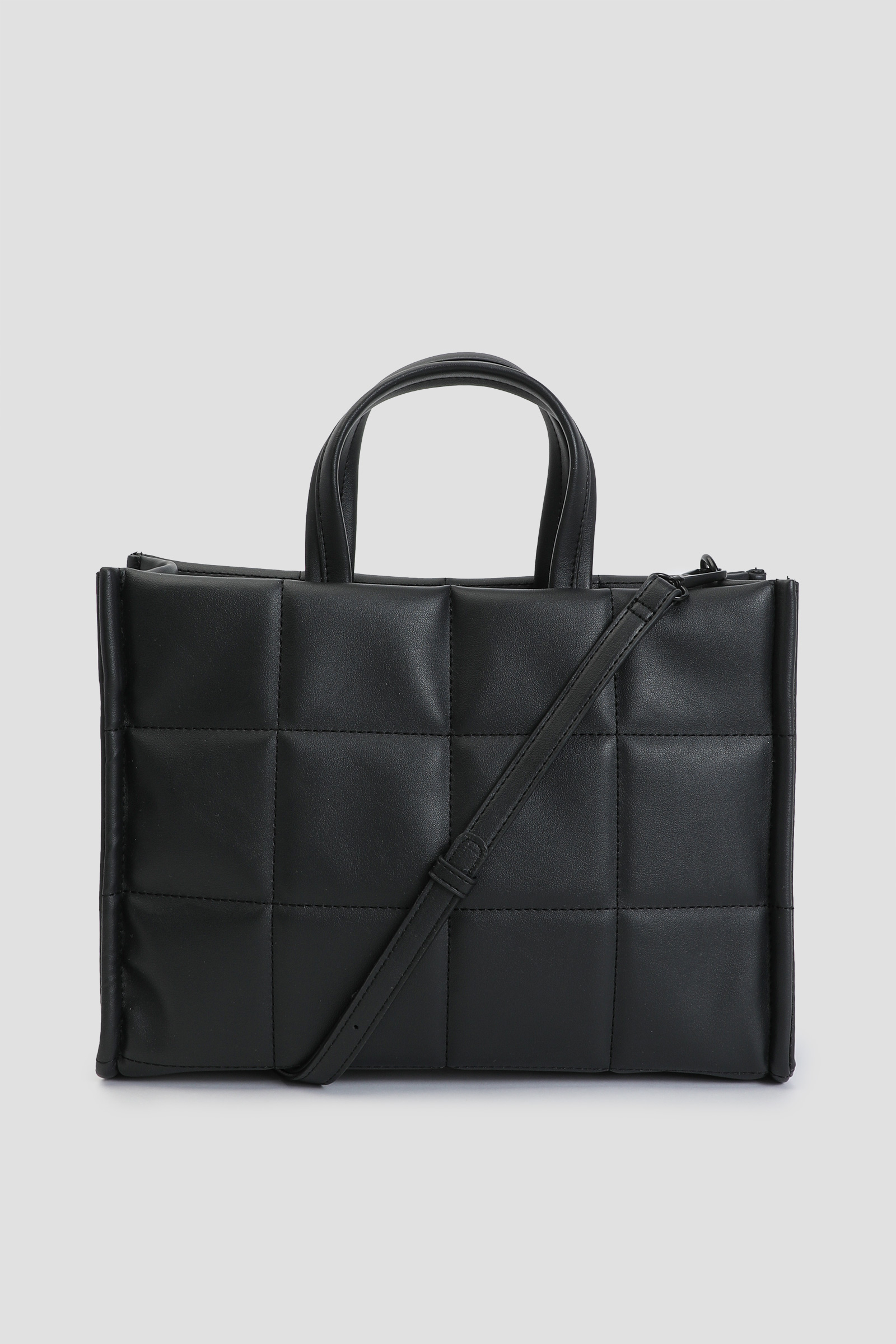 Ardene Quilted Tote Bag in Black | Faux Leather/Polyester