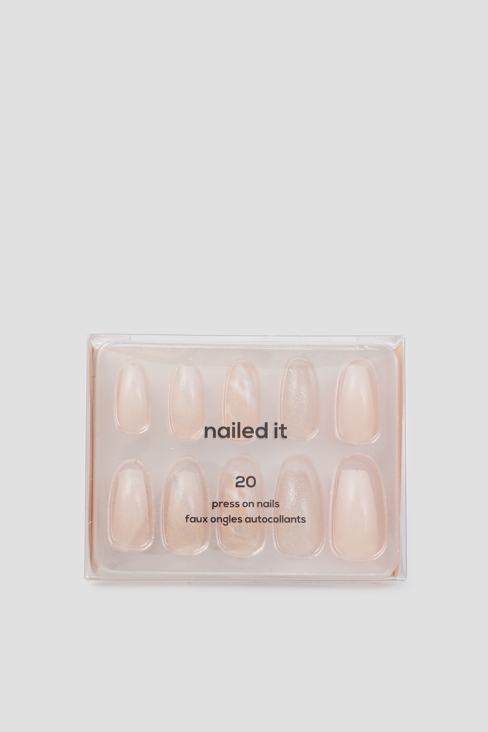 Ardene Almond Shaped Glitter Fake Nails in White