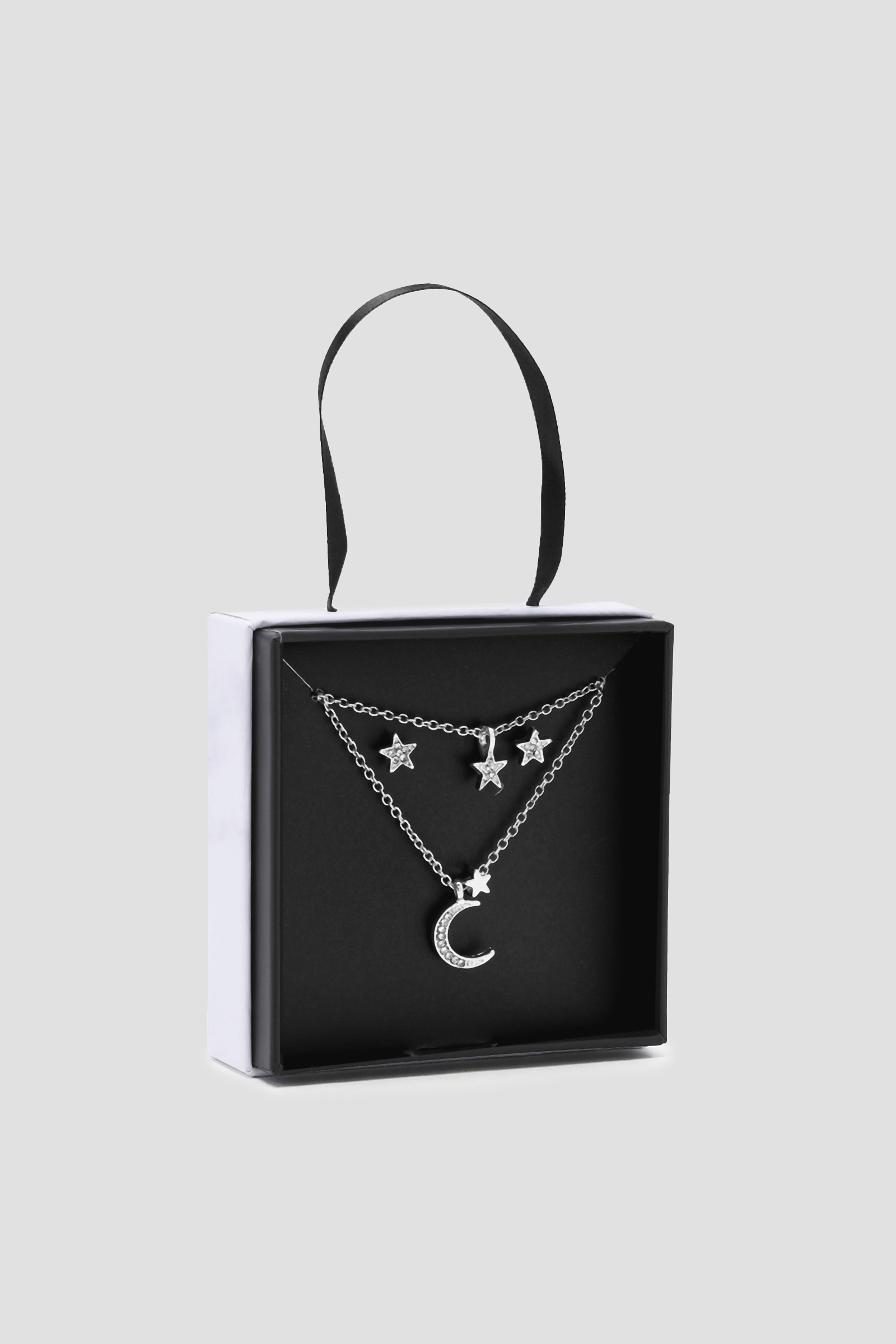 Ardene Moon & Star Necklace & Earring Gift Set in Silver | Stainless Steel
