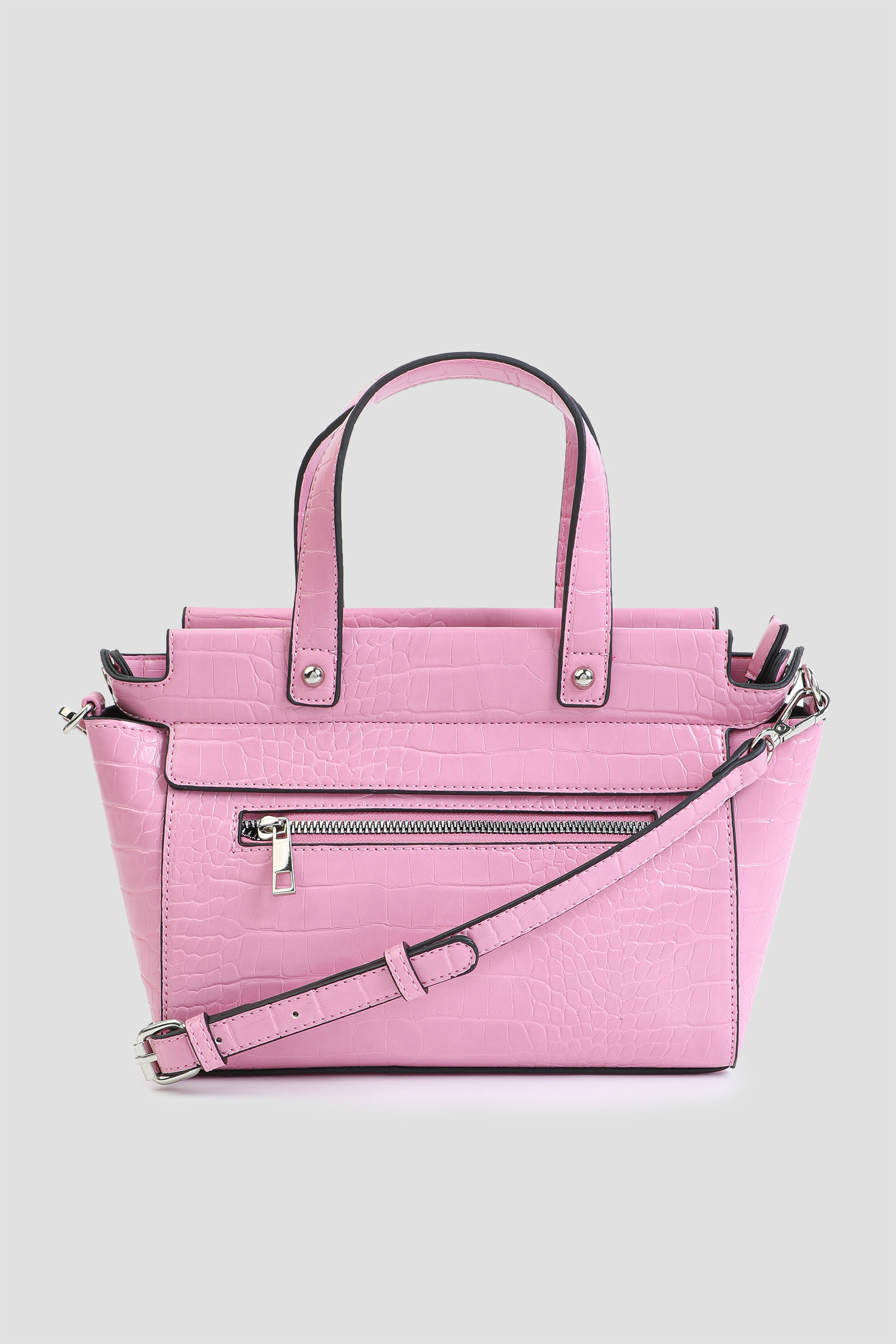 Ardene Tote Bag with Top Handles and Crossbody Strap in Light Pink | Faux Leather/Polyester