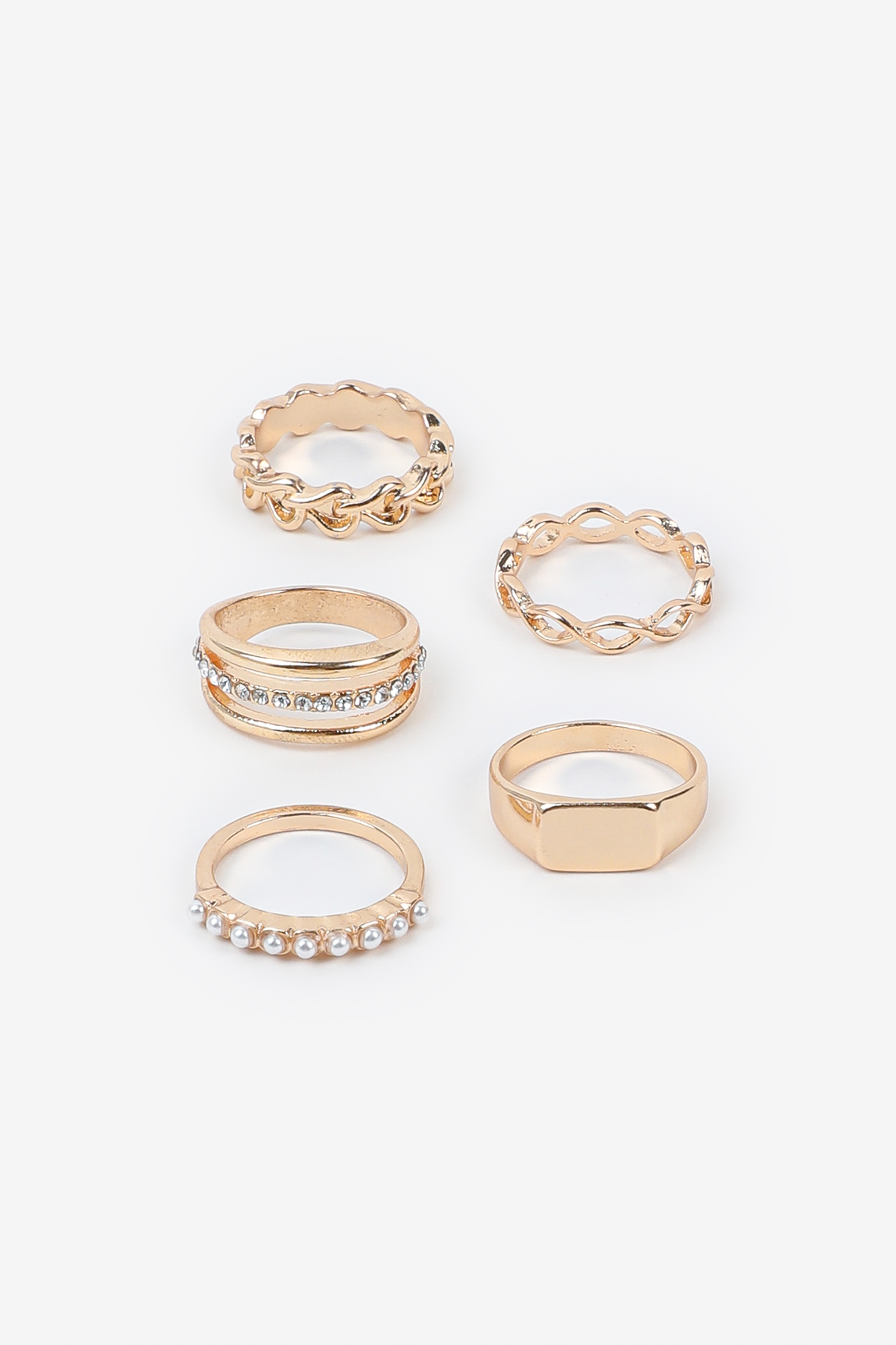 Ardene 5-Pack Gold-Tone Mix Rings | Size Small