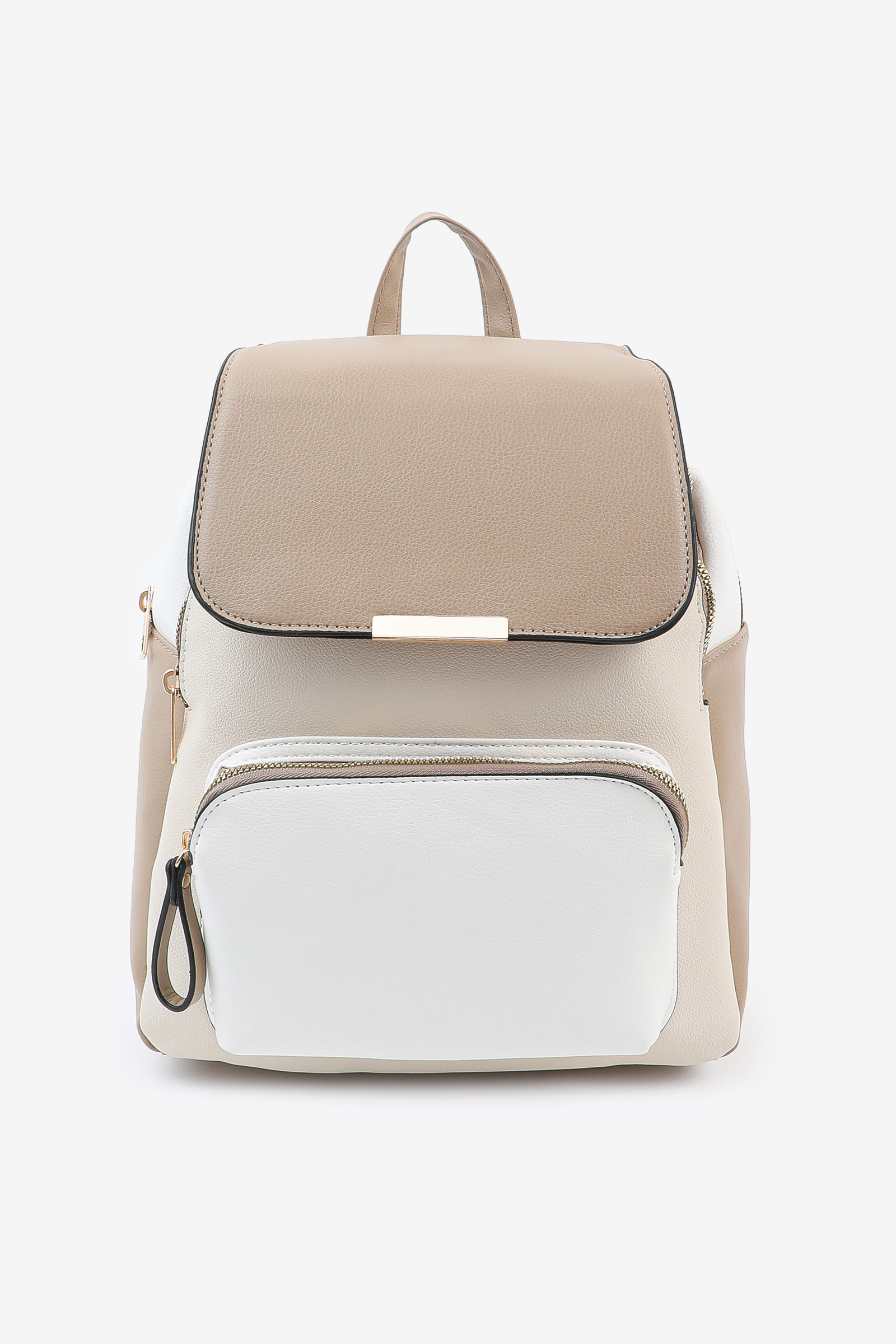 Ardene Flap backpack in Beige | Faux Leather/Polyester