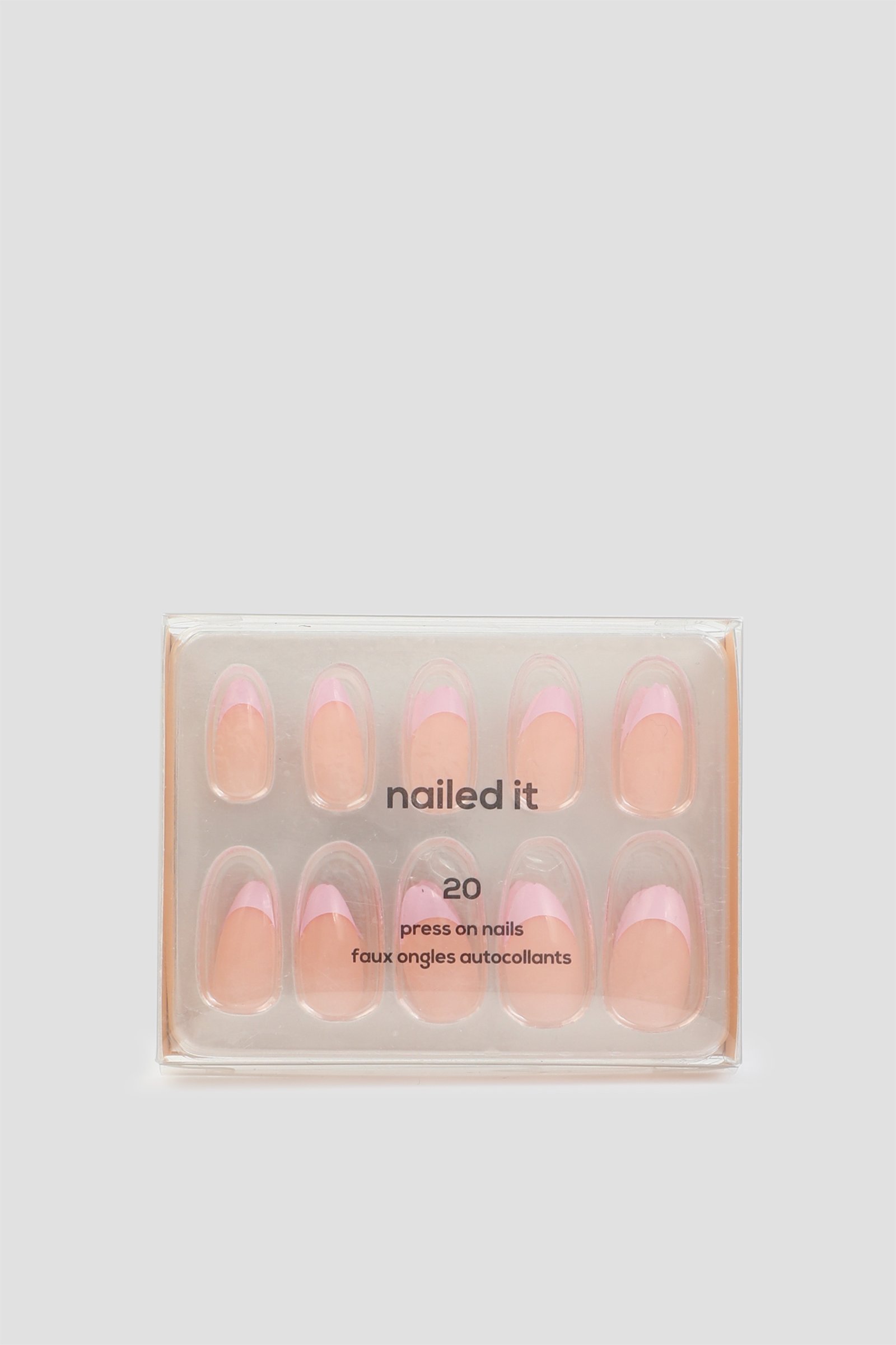 Ardene Almond Shaped Pink Tip Fake Nails in Light Pink