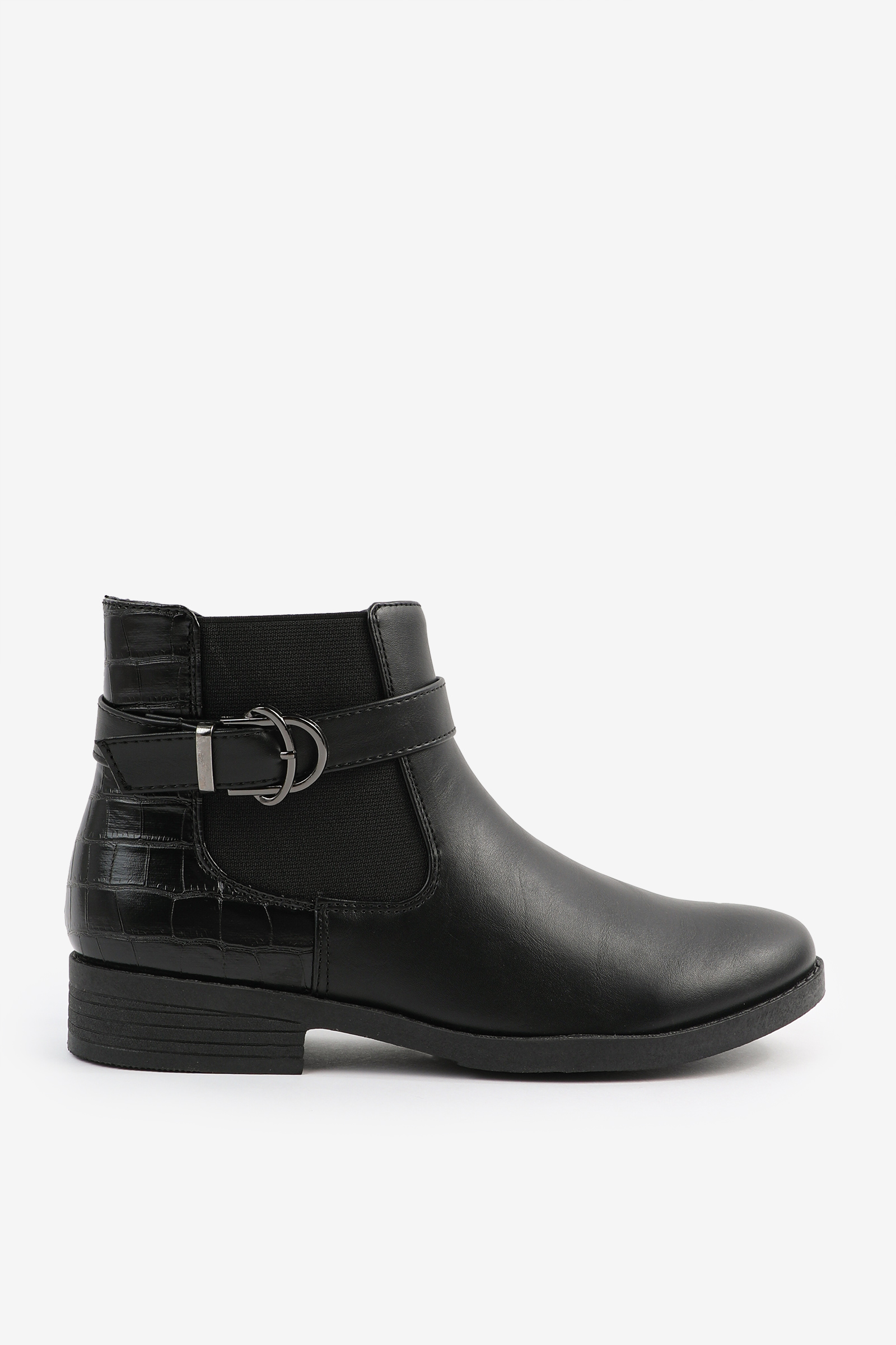 Ardene Chelsea Boots with Accent Buckle in Black | Size | Rubber