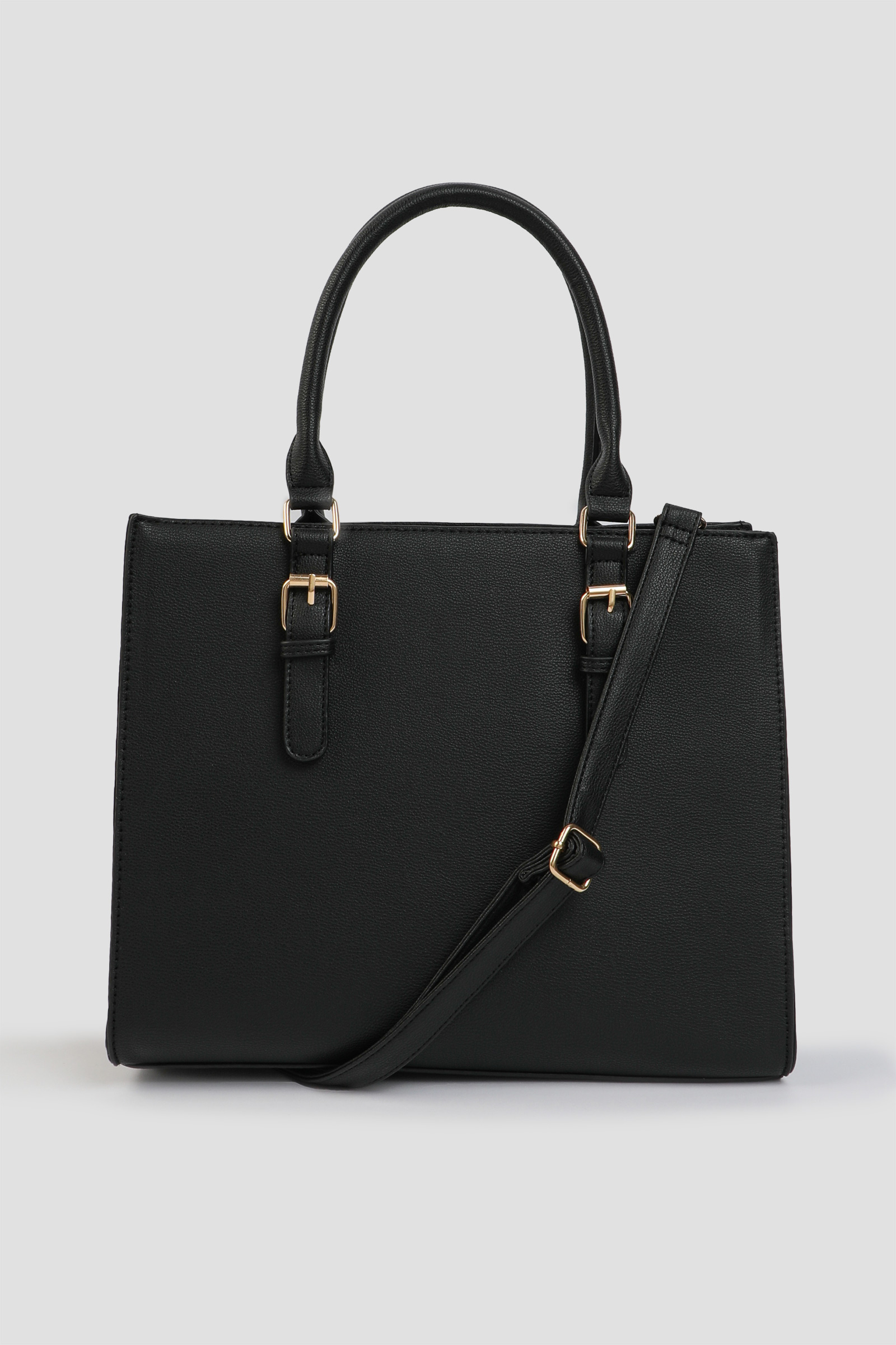 Ardene Large Tote Bag in Black | Faux Leather/Polyester
