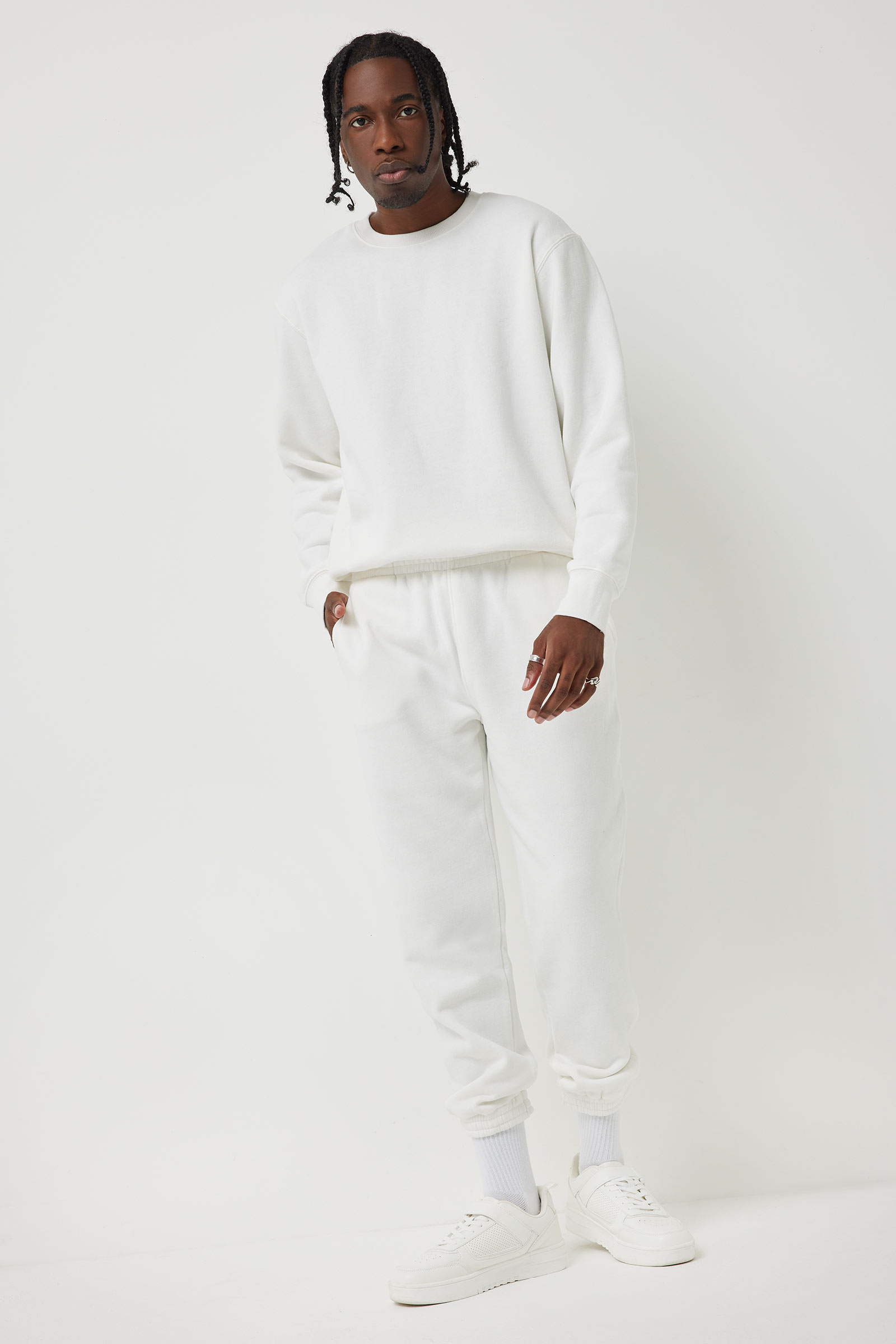 Ardene Man Hidden Drawstring Sweatpants For Men in White | Size | Polyester/Cotton | Fleece-Lined