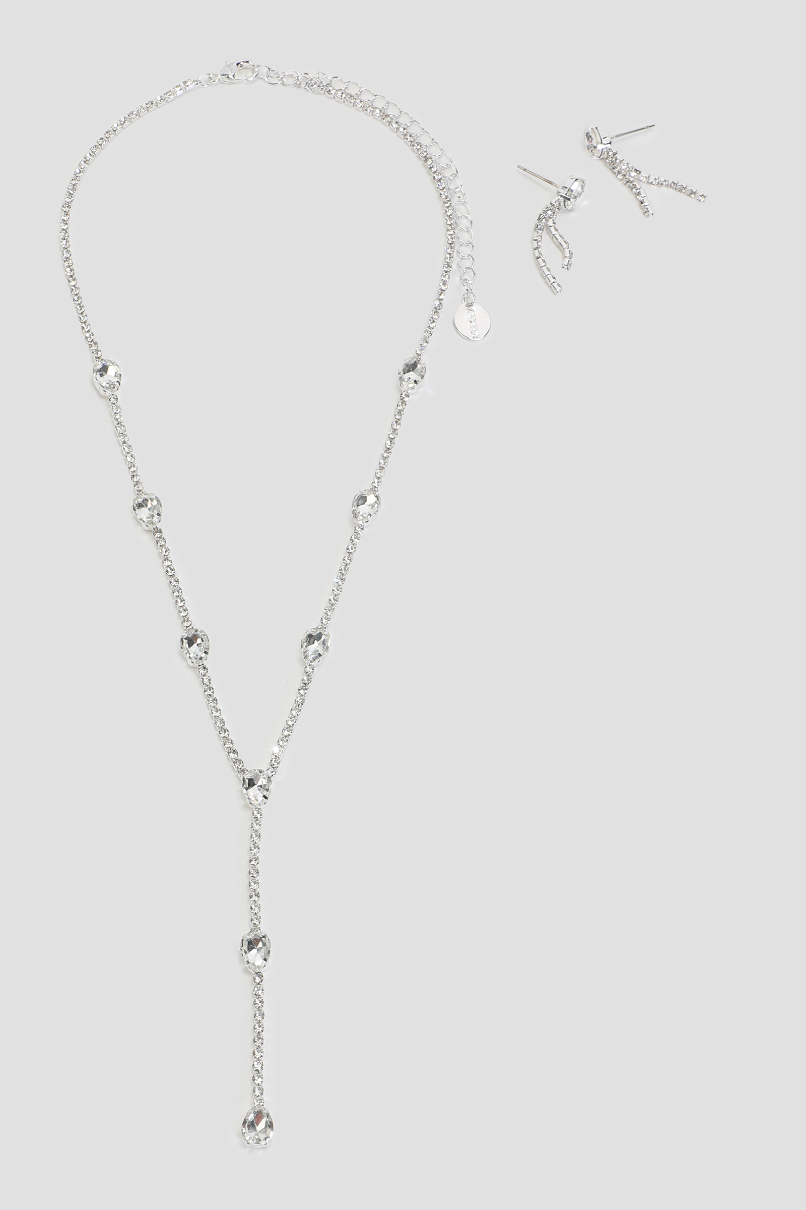 Ardene Y-Shape Necklace and Earring Set in Silver | Stainless Steel