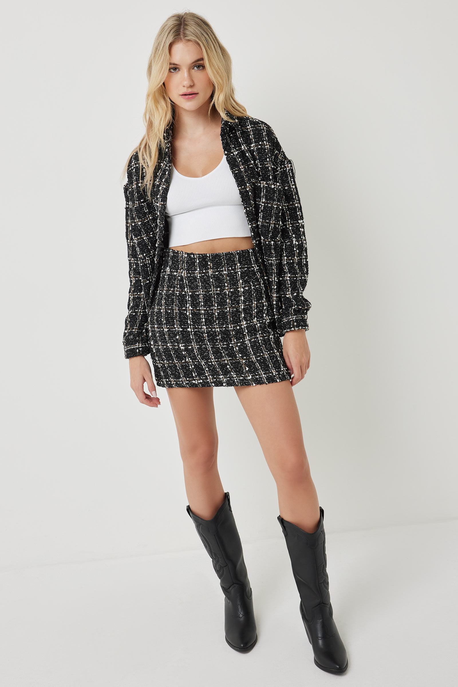 Ardene Mini Tweed Skirt | Size | Polyester