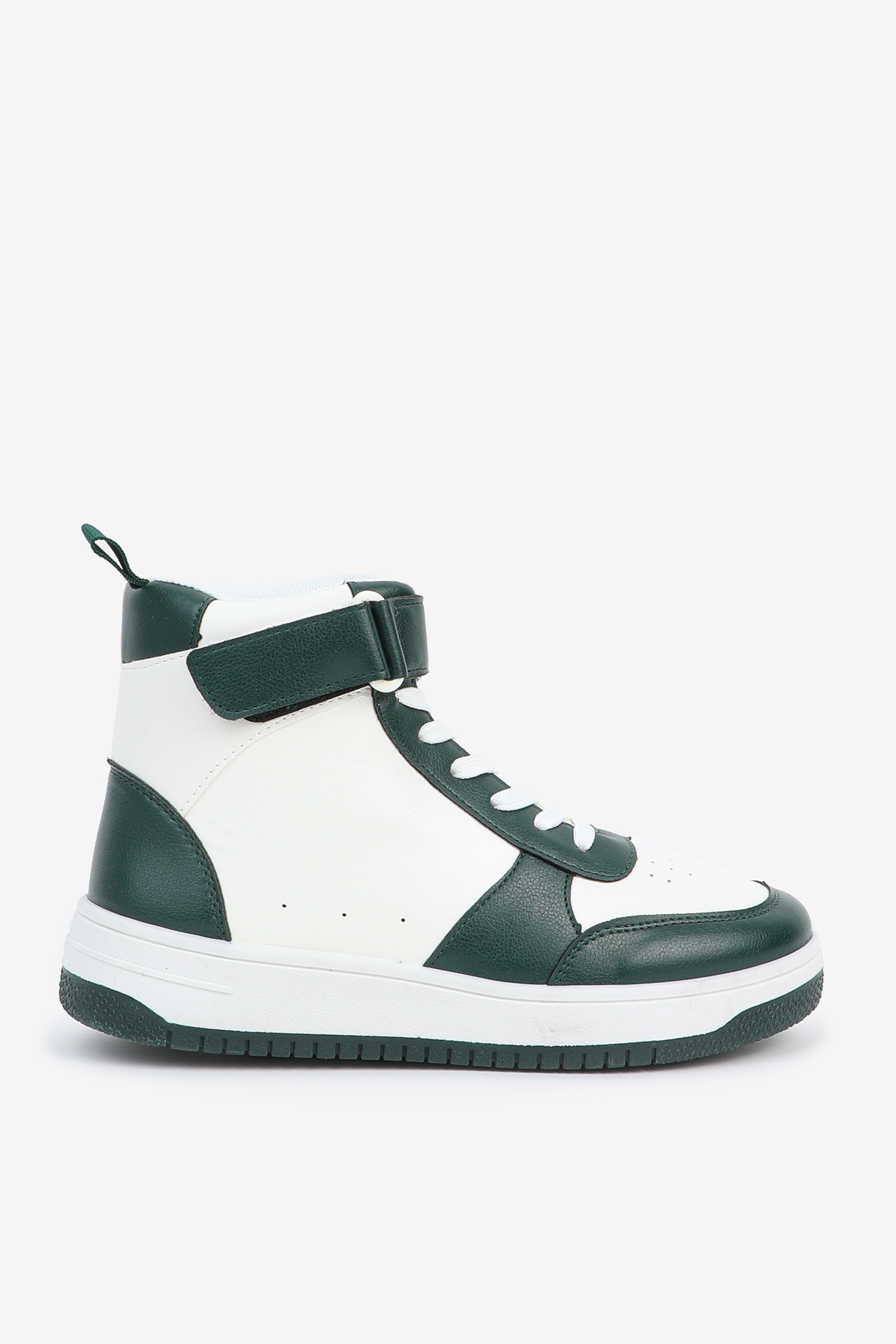 Ardene 2 Tone Faux Leather High Top Sneakers in Dark Green | Size | Faux Leather/Rubber