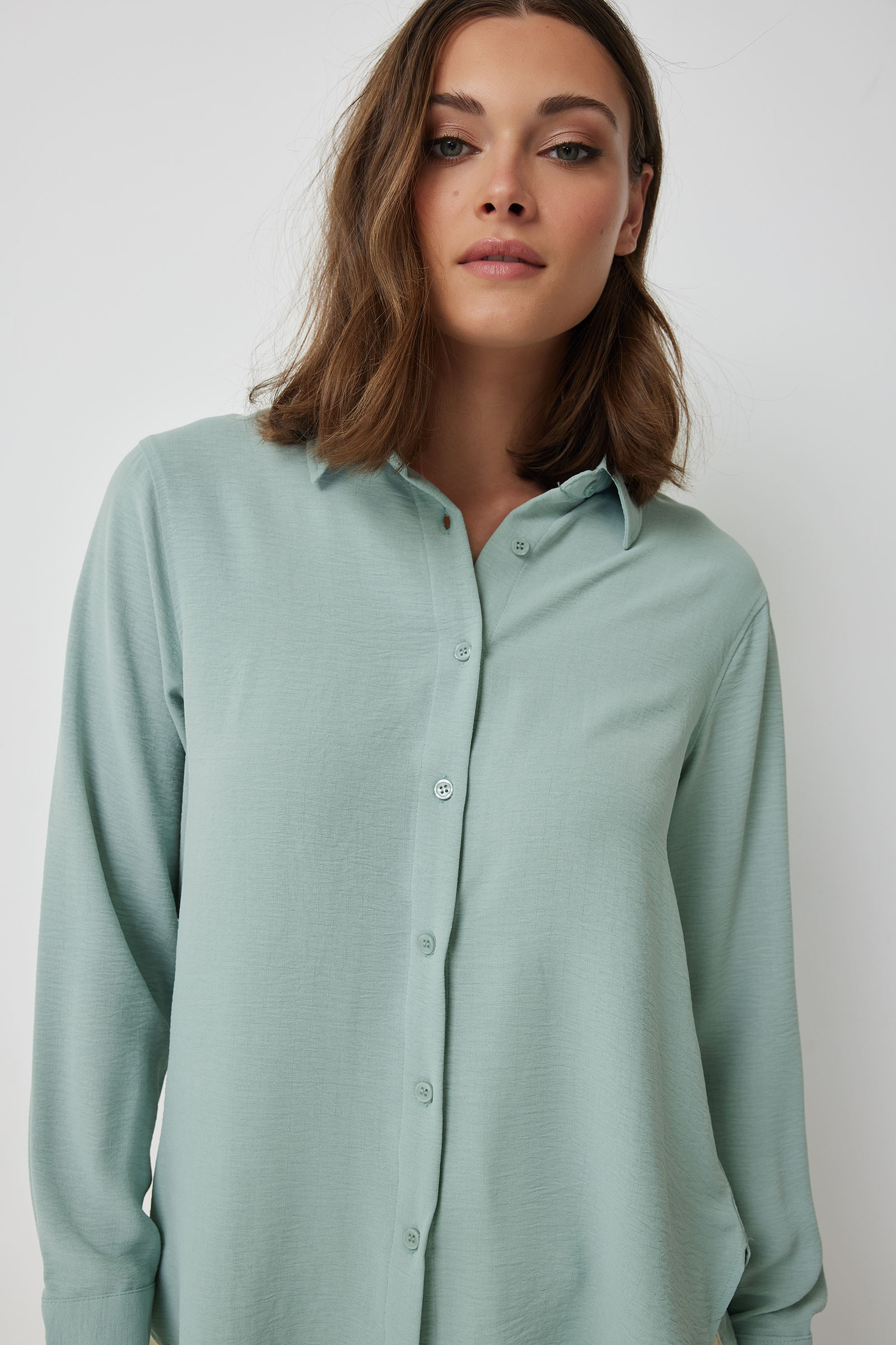 Ardene Airflow Long Sleeve Shirt in Light Green | Size | Polyester