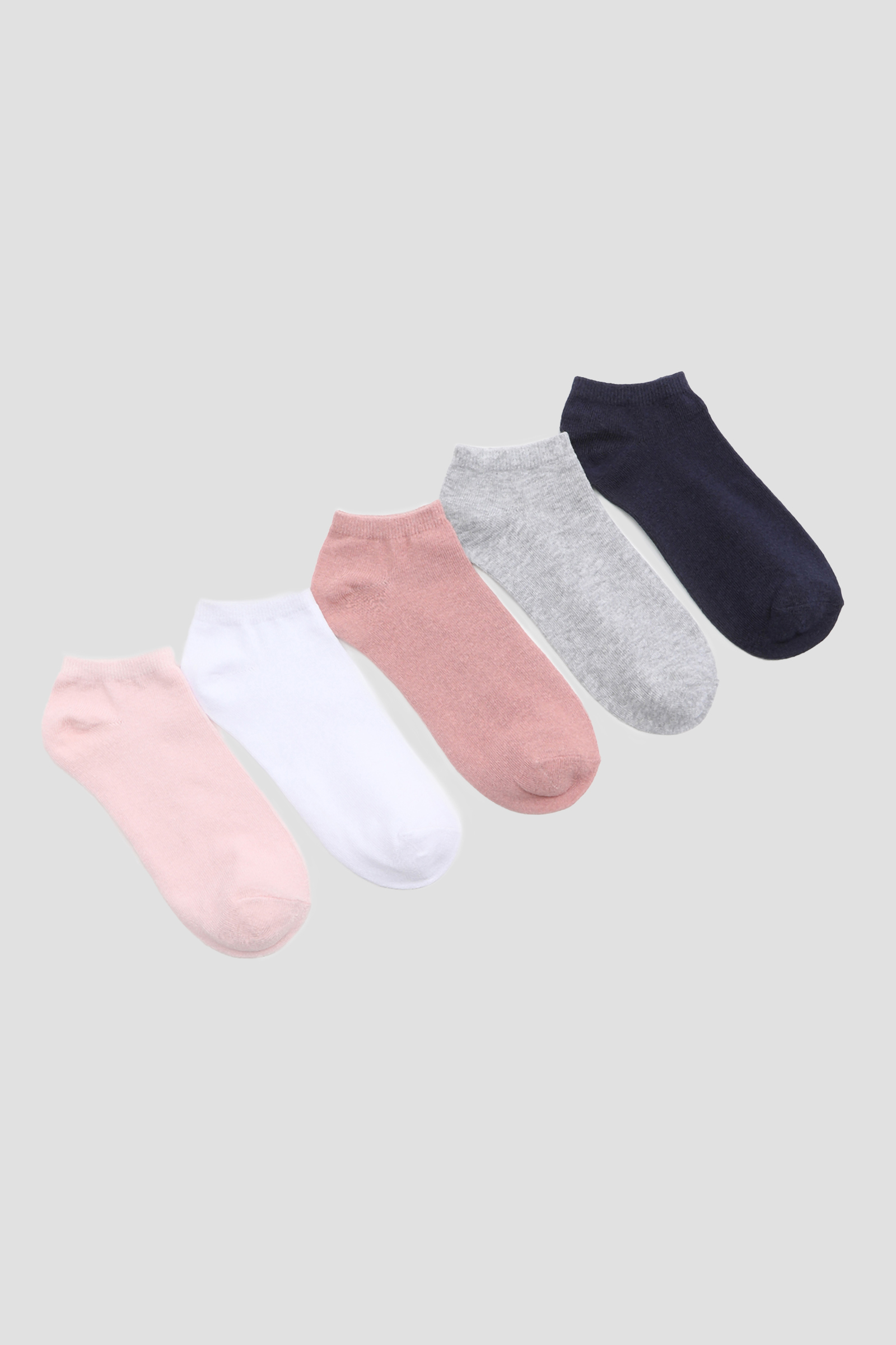 Ardene 5-Pack of Solid Ankle Socks in Light Pink | Polyester