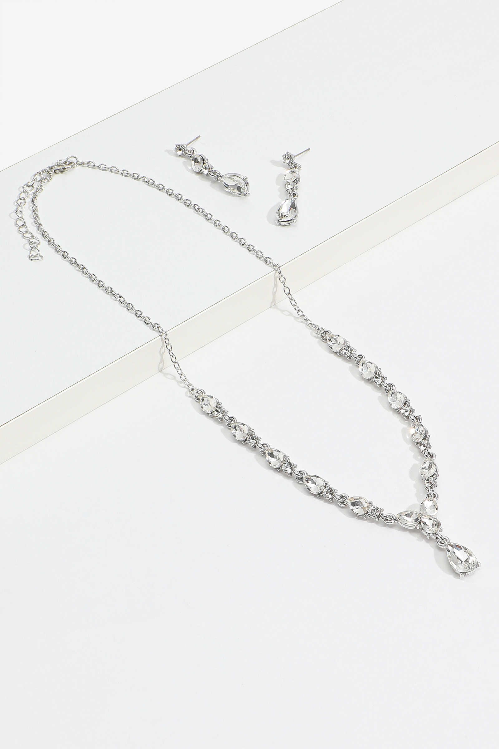 Ardene Gemstone Necklace & Earring Set in Silver | Stainless Steel