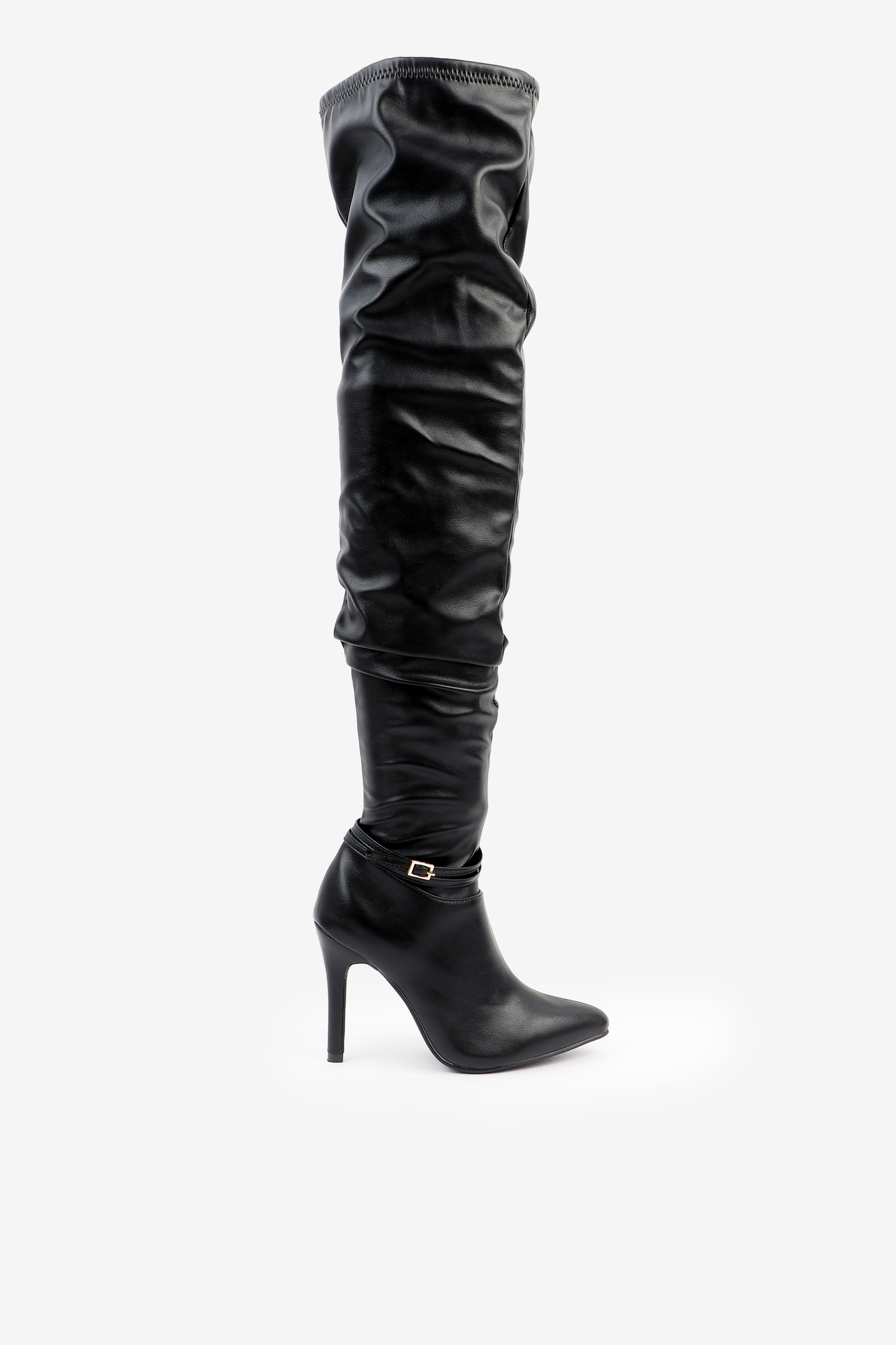 Ardene Over The Knee Stilleto Boots in Black | Size | Faux Leather/Rubber