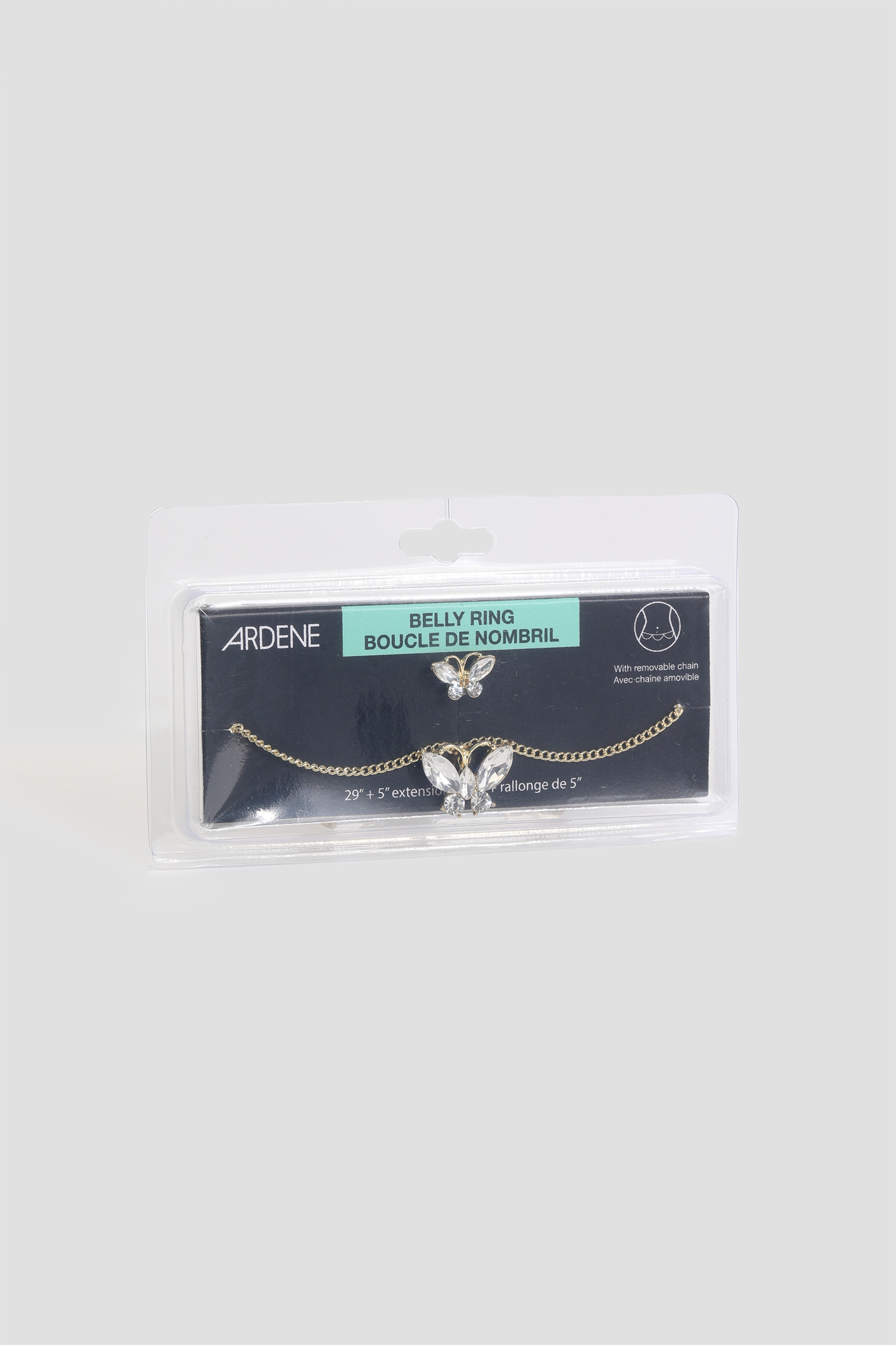 Ardene Butterfly Gem Navel Piercing with Chain in Gold