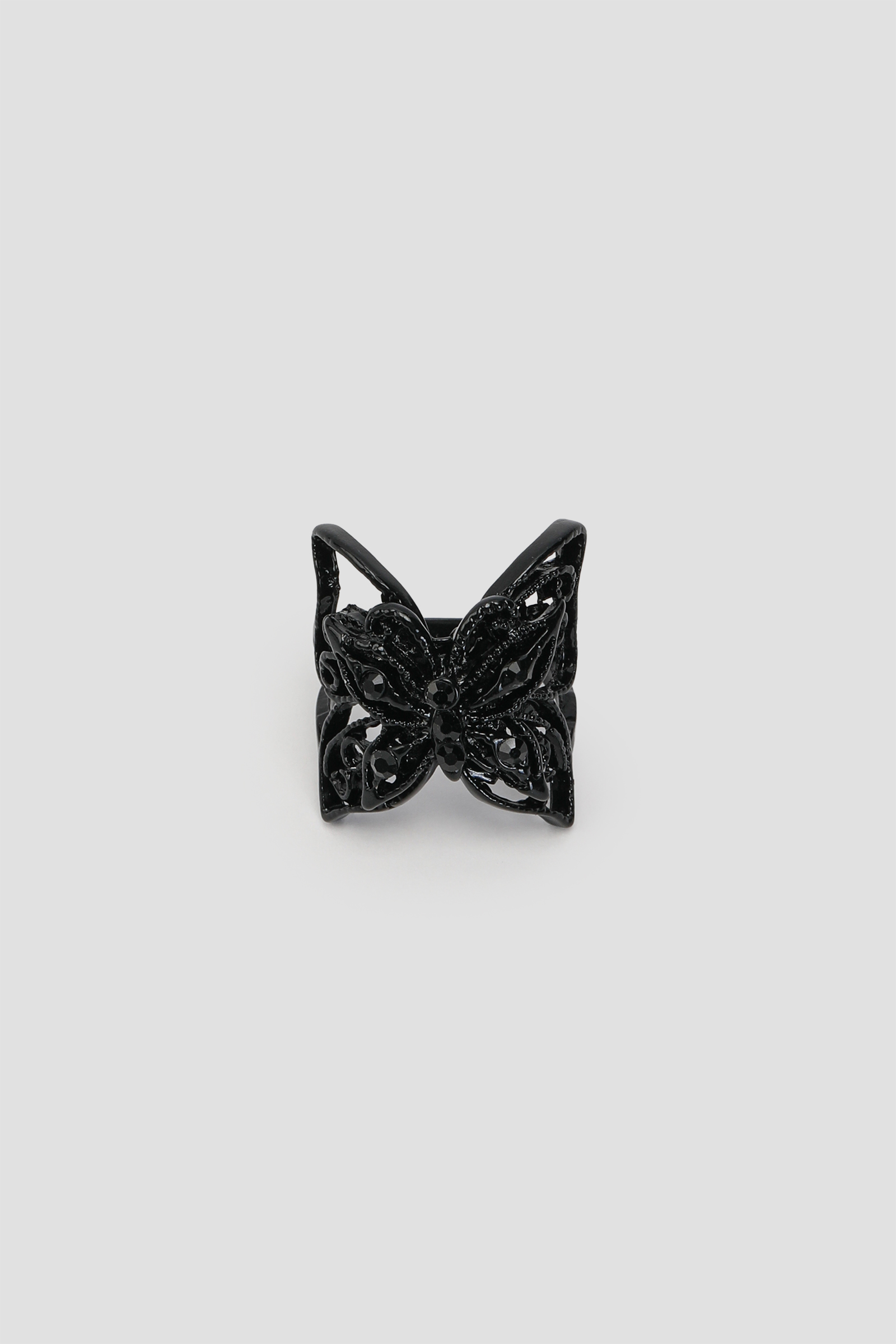 Ardene Openwork Butterfly Ring in Black | Size