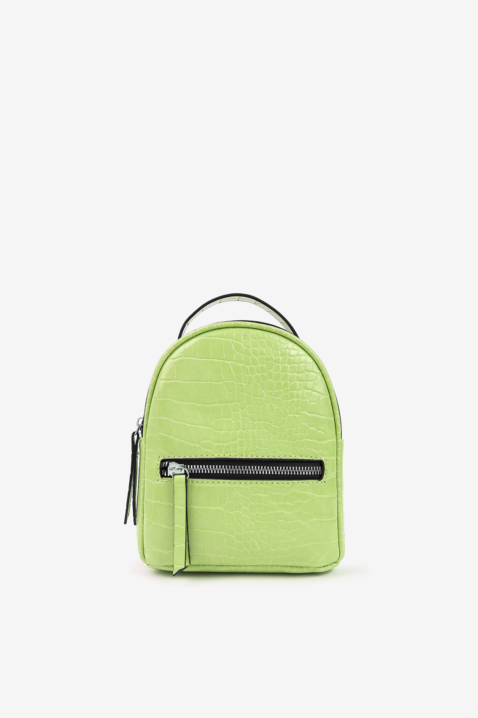 Ardene Croc Embossed Mini Backpack in Light Green | Faux Leather/Polyester