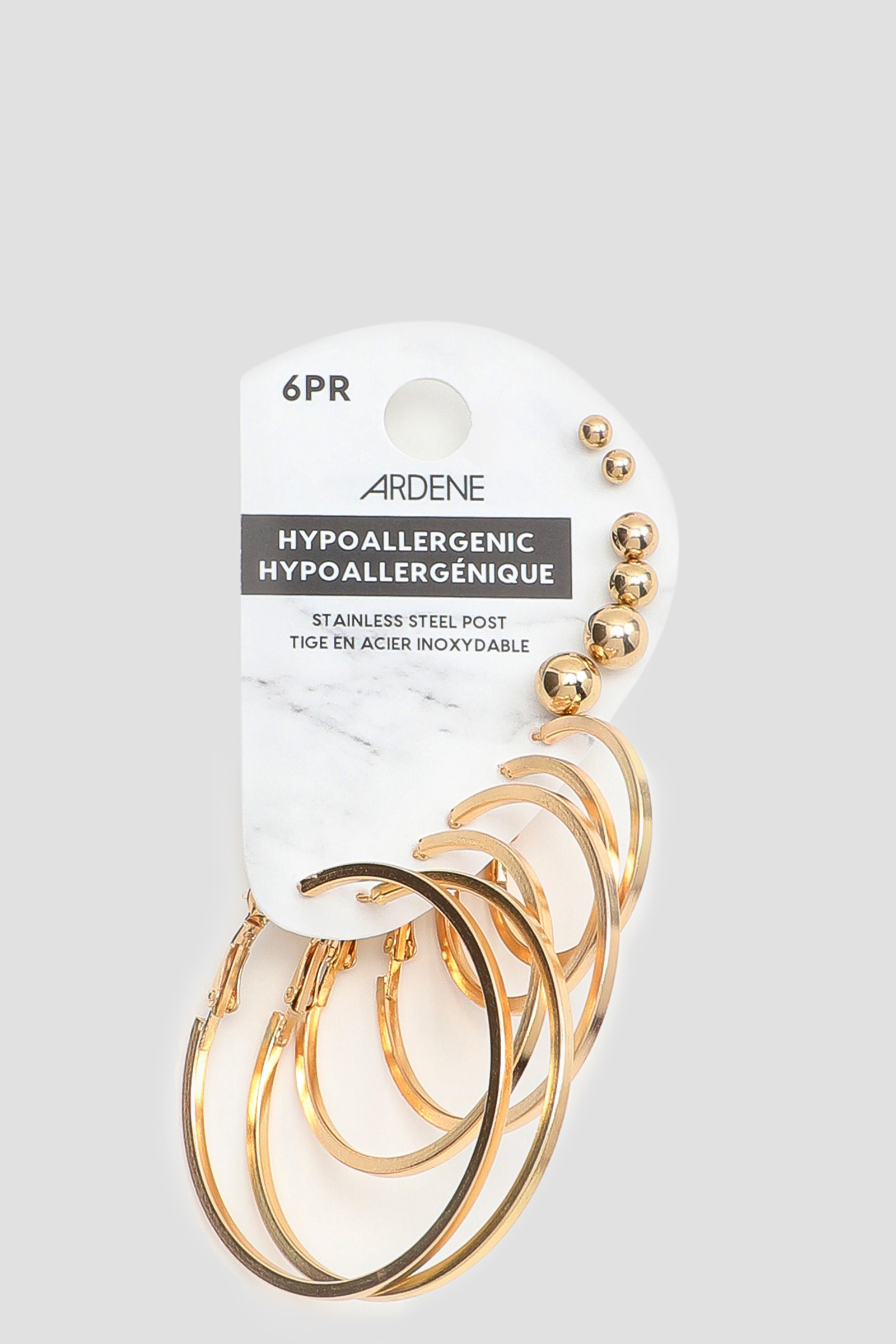 Ardene 6-Pack Hoop and Stud Earrings in Gold | Stainless Steel