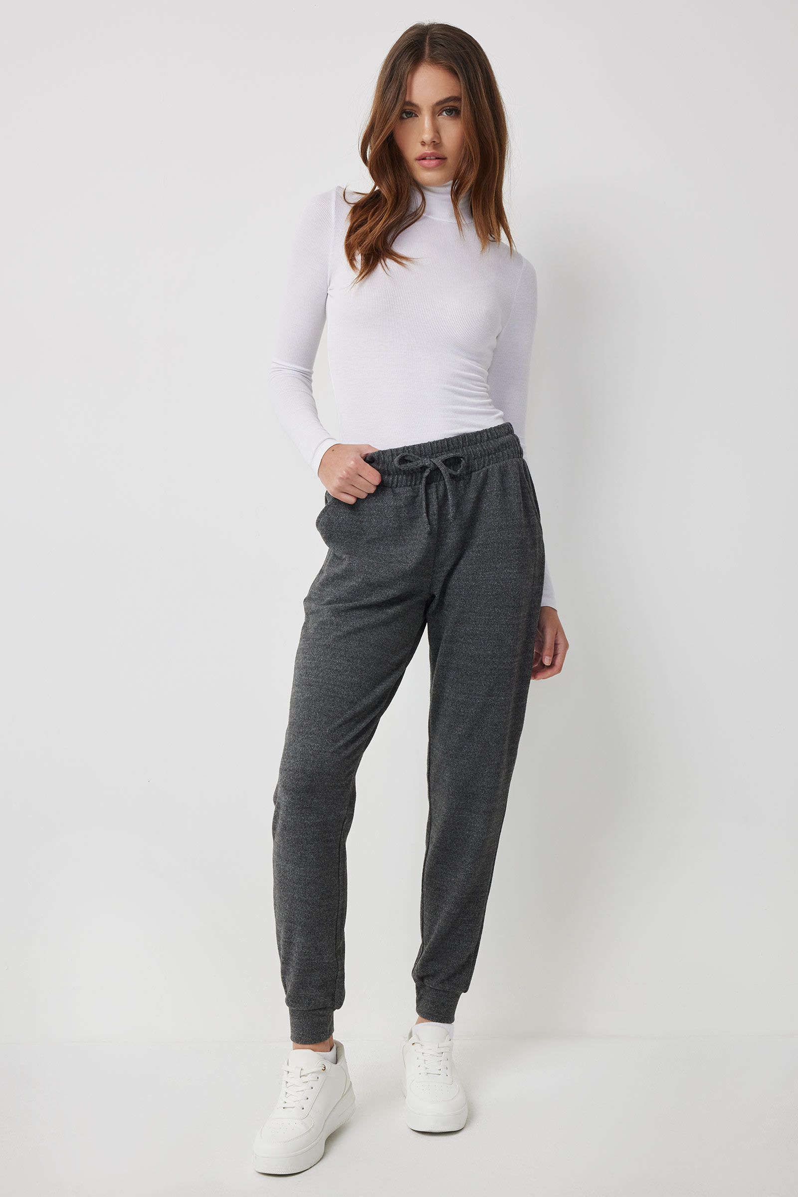 Ardene Light Knit Sweatpants in Light Grey | Size | Polyester/Spandex
