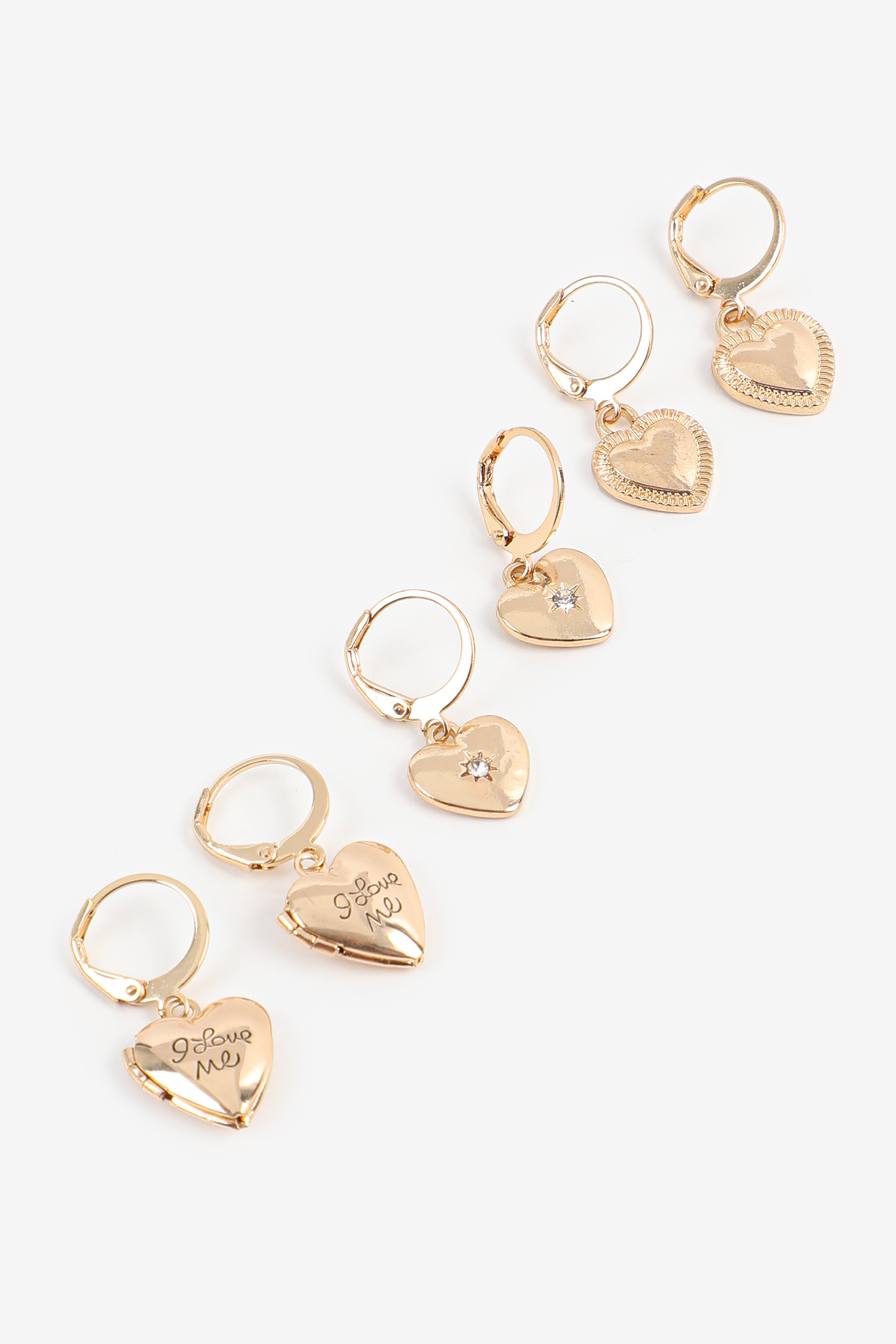 Ardene Pack of Assorted Heart Hoop Earrings in Gold | Stainless Steel