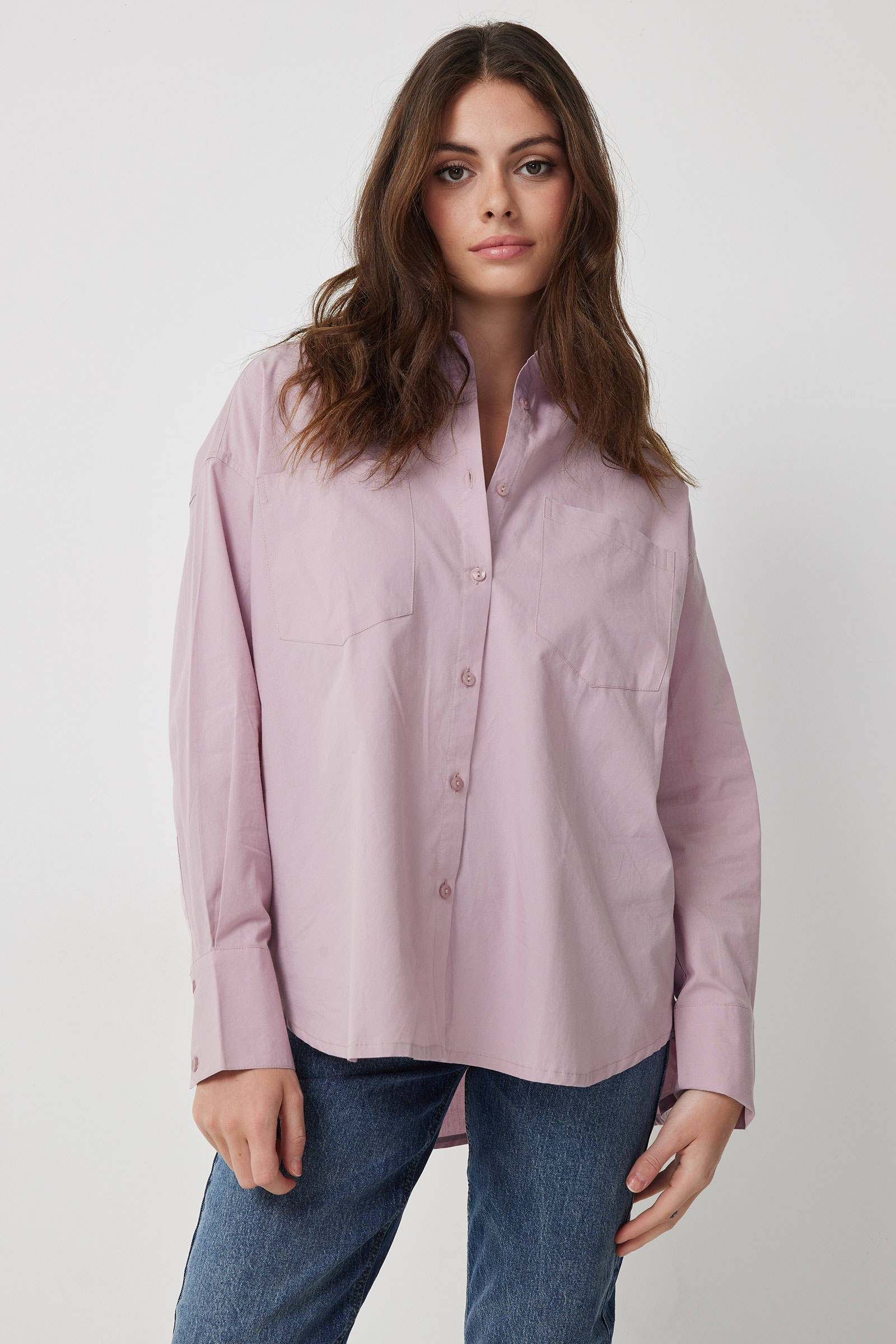 Ardene Oversized Cotton Shirt in Light Pink | Size | 100% Cotton