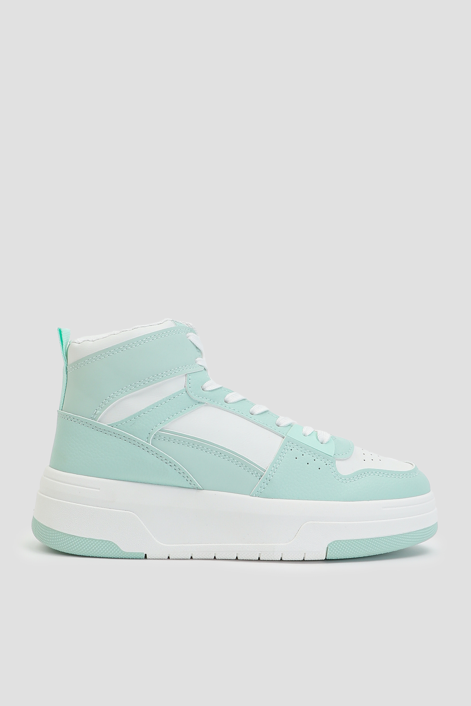Ardene Two-Tone High Top Sneakers in Light | Size | Faux Leather/Rubber