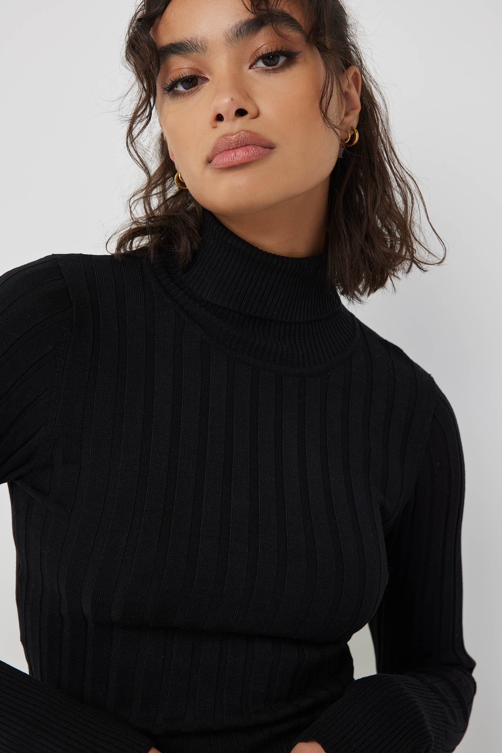 Ardene Ribbed Turtleneck Sweater in | Size | Nylon/Viscose