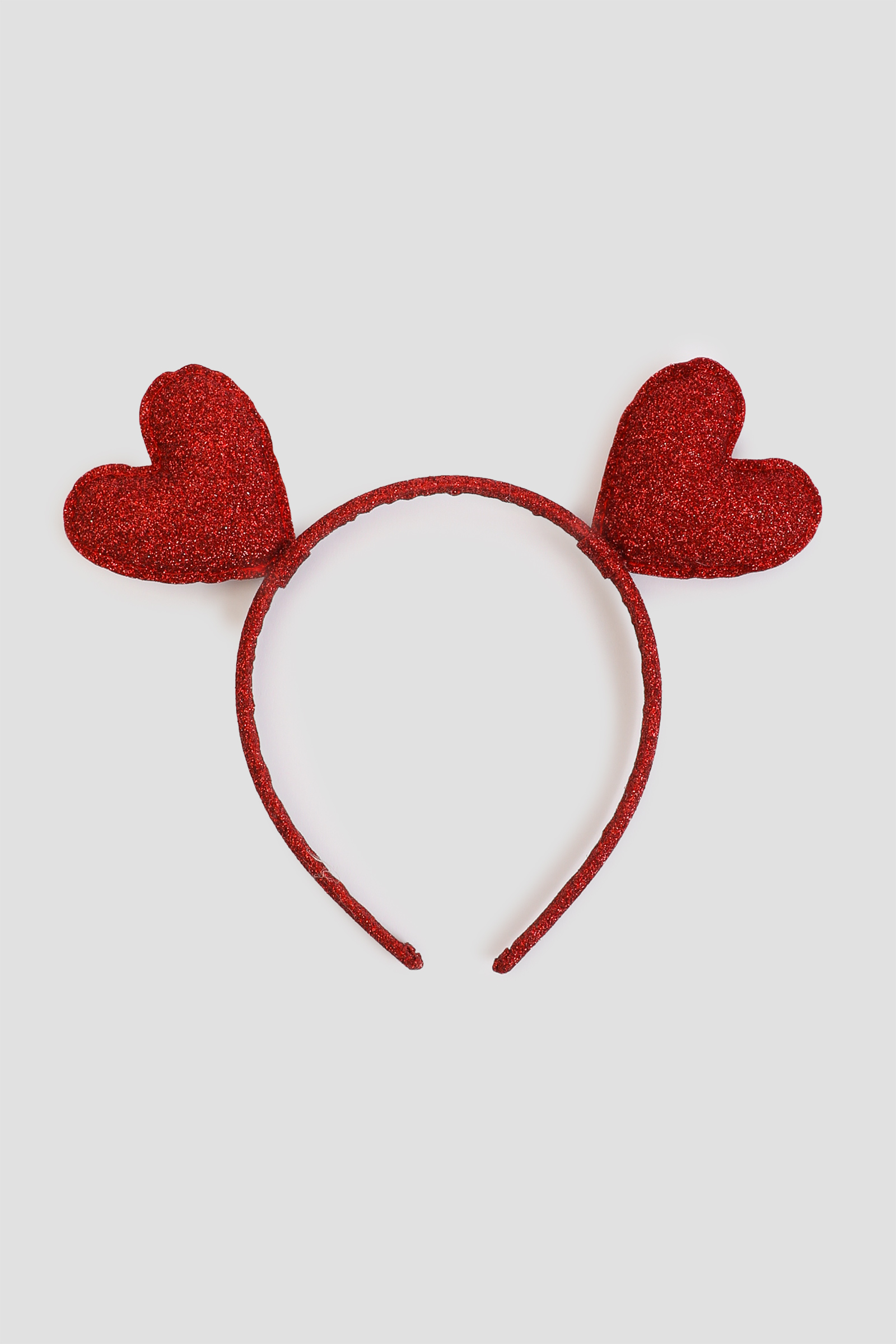 Ardene Glitter Heart Headband in Red