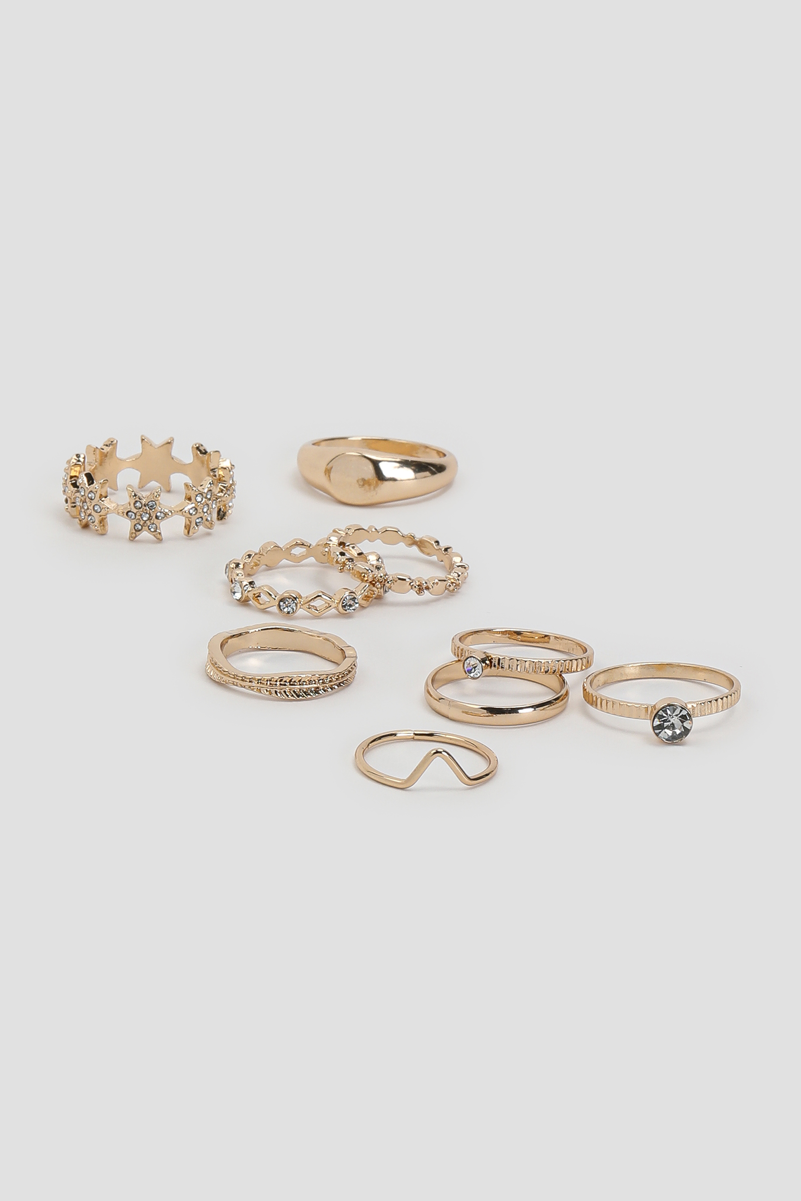Ardene 9-Pack Assorted Rings in Gold | Size