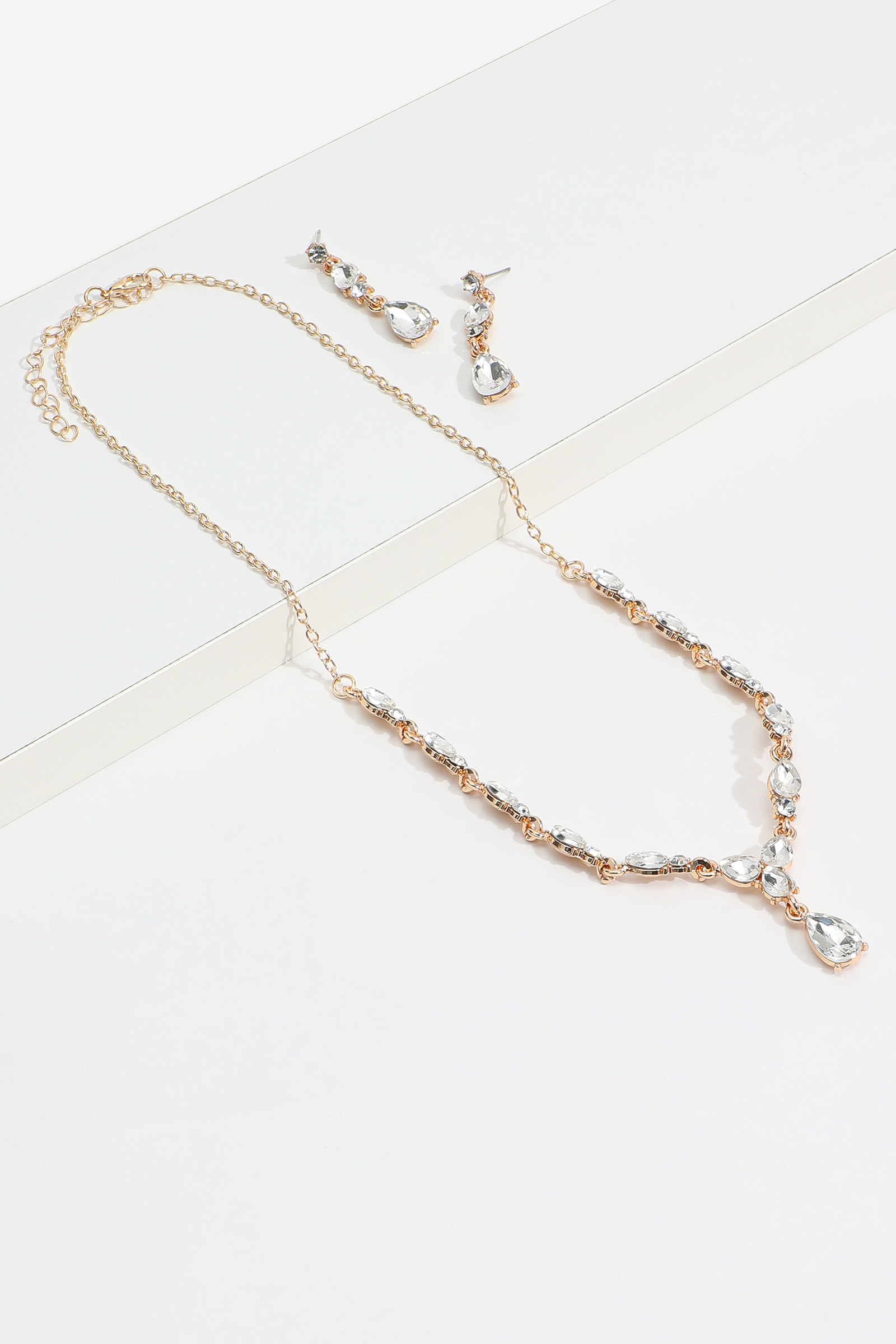 Ardene Gemstone Necklace & Earring Set in Gold | Stainless Steel
