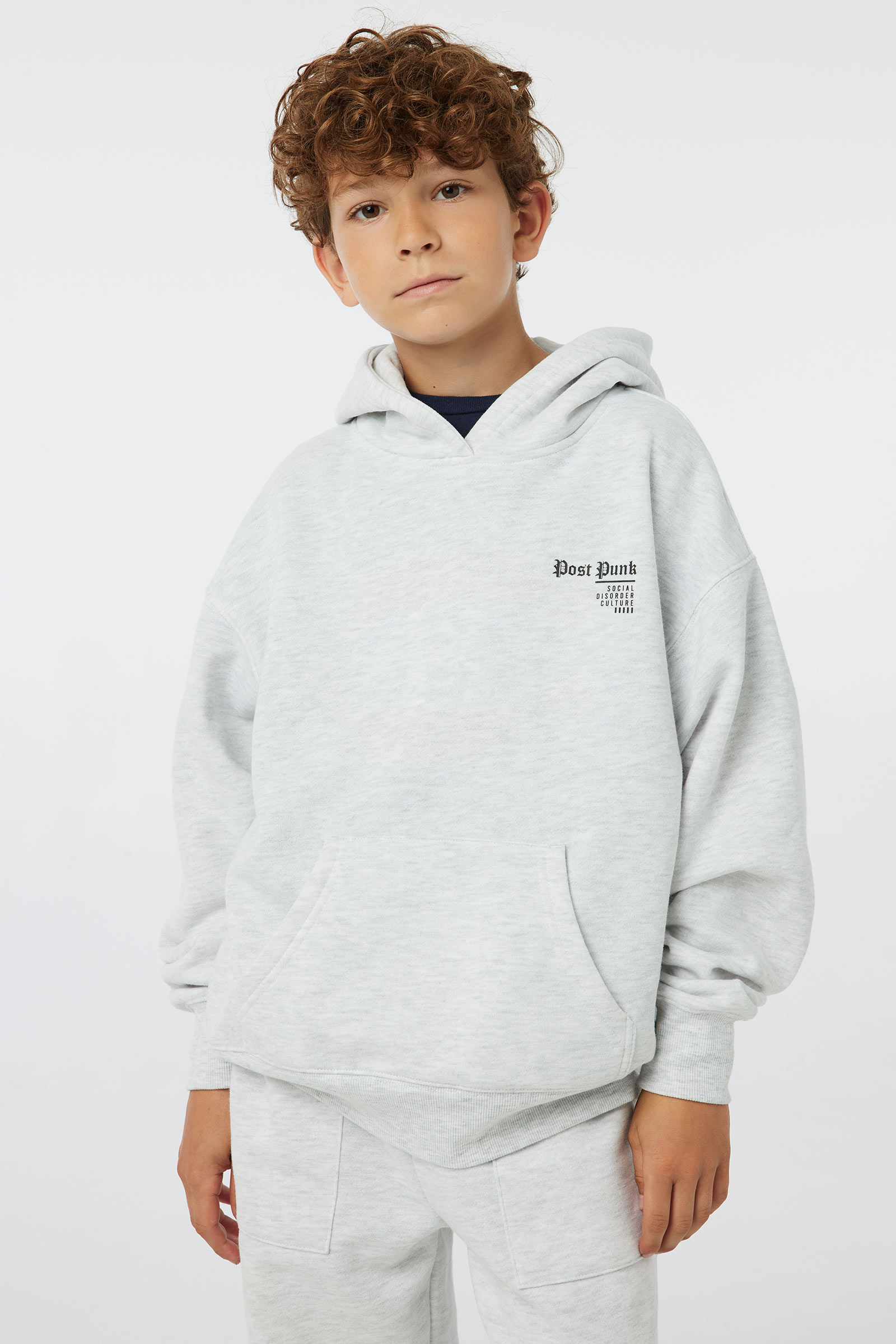 Ardene Oversized Graphic Hoodie in Light Grey | Size | Polyester/Cotton | Fleece-Lined