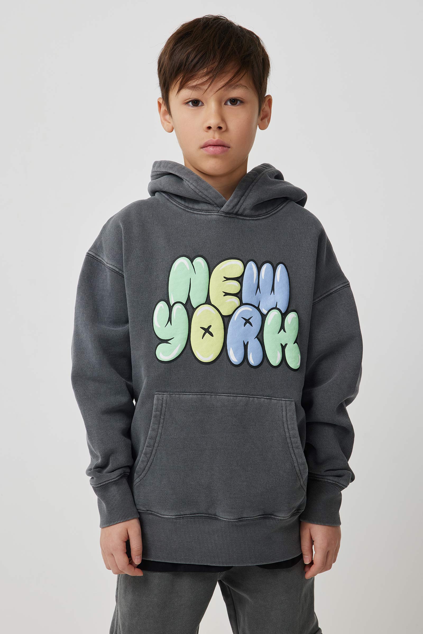 Ardene New York Hoodie in Grey | Size | Polyester/Cotton